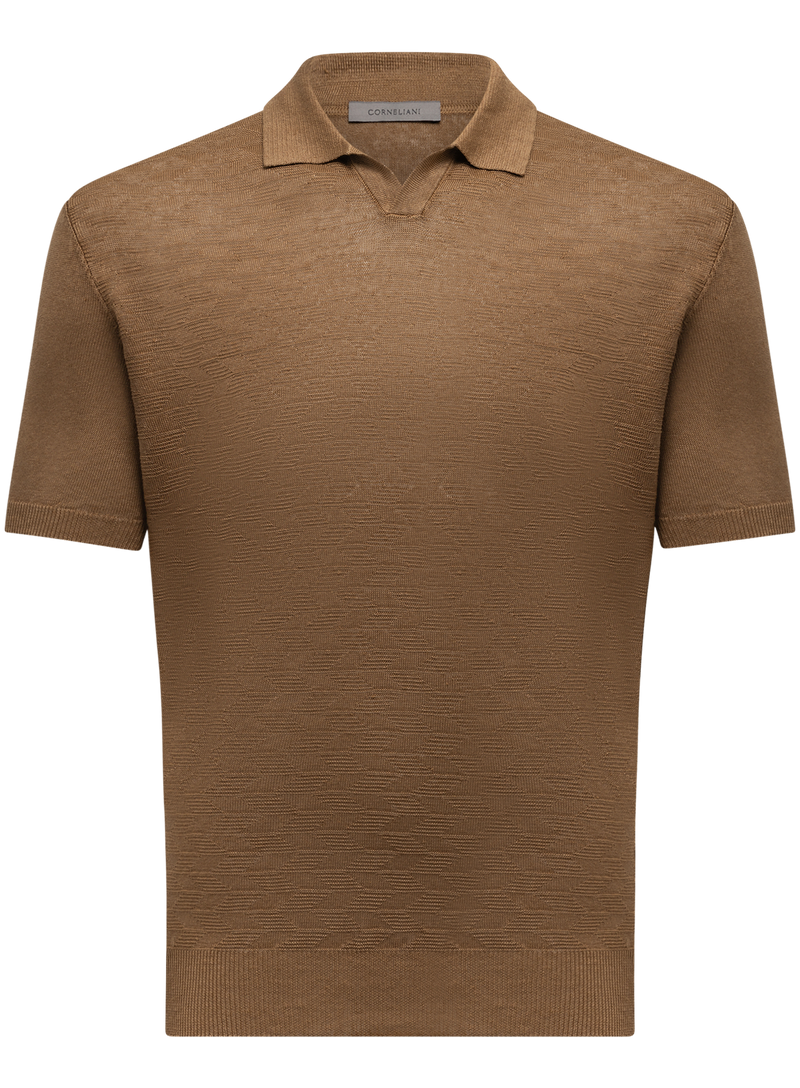 Buttonless polo van linnen | Bruin