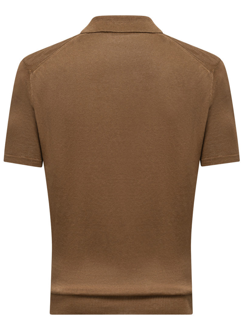 Linen buttonless polo