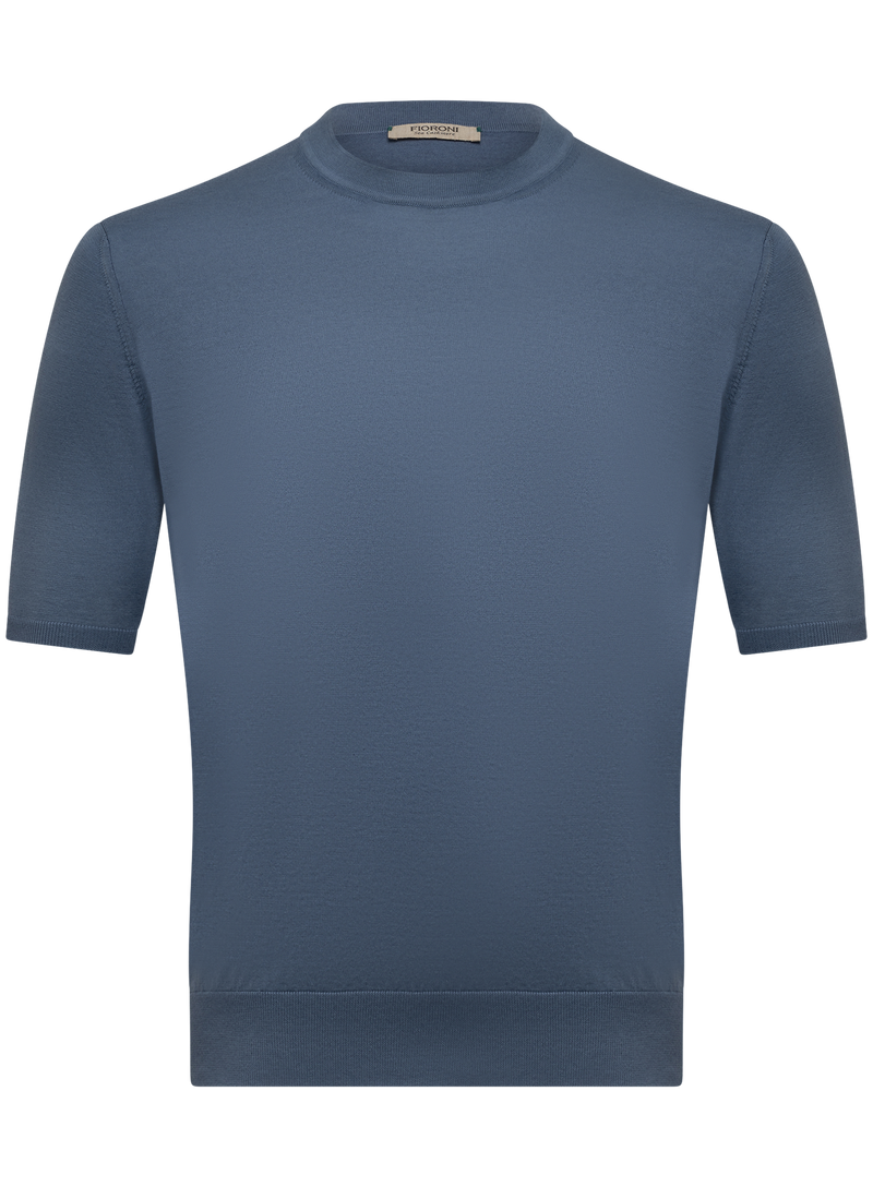 T-shirt van cashmere en katoen | FULL_WIDTH | L.Blauw