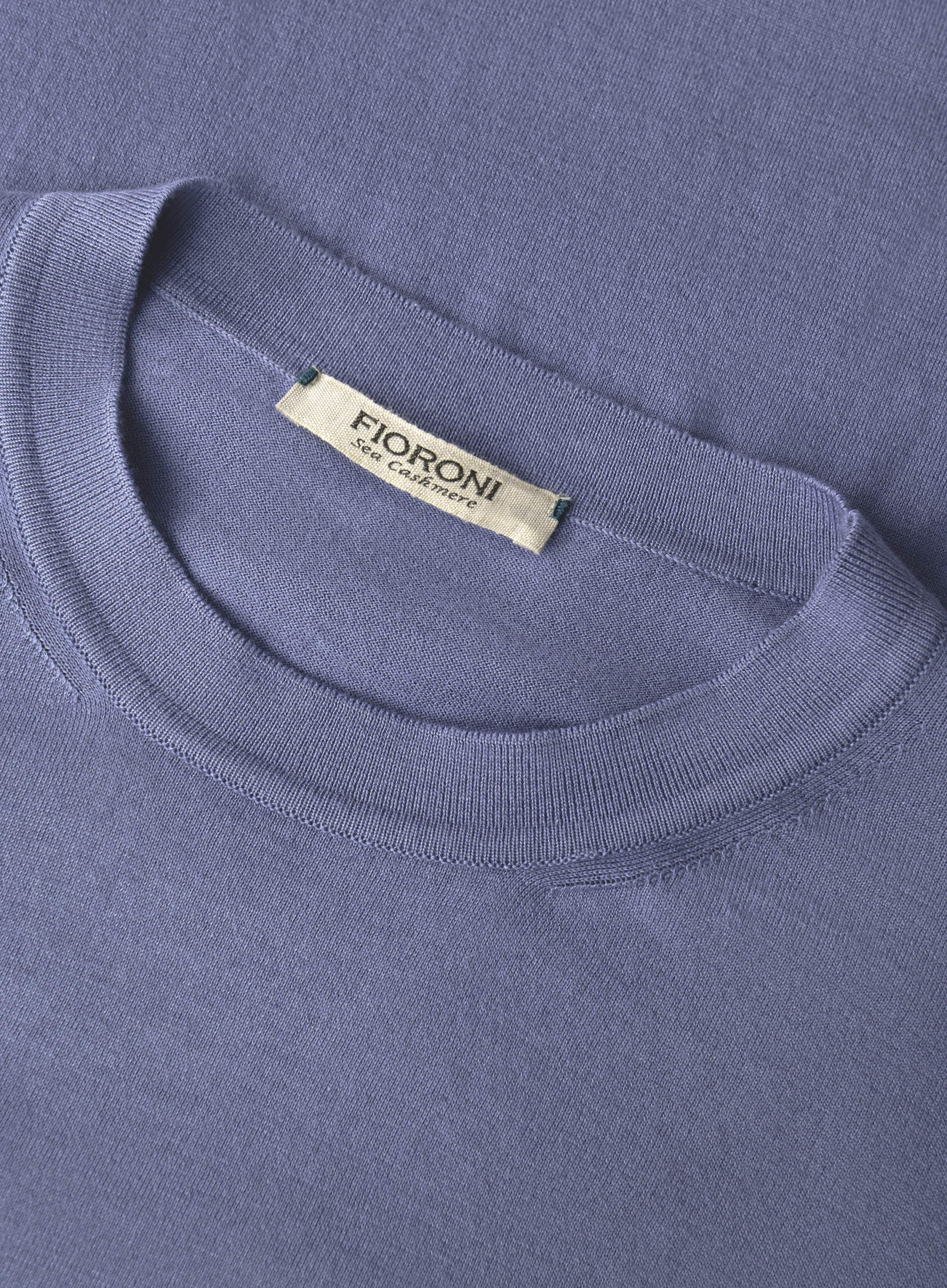 T-shirt van cashmere en katoen | FULL_WIDTH | L.Blauw