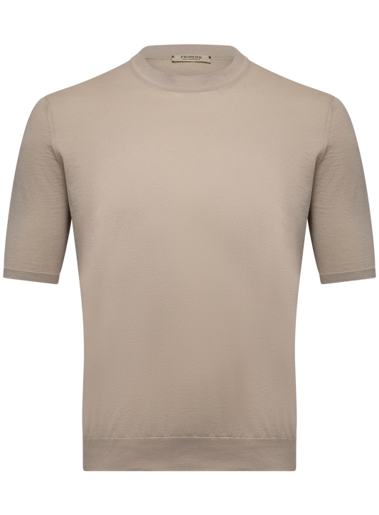Katoen-cashmere T-shirt | FULL_WIDTH | Beige