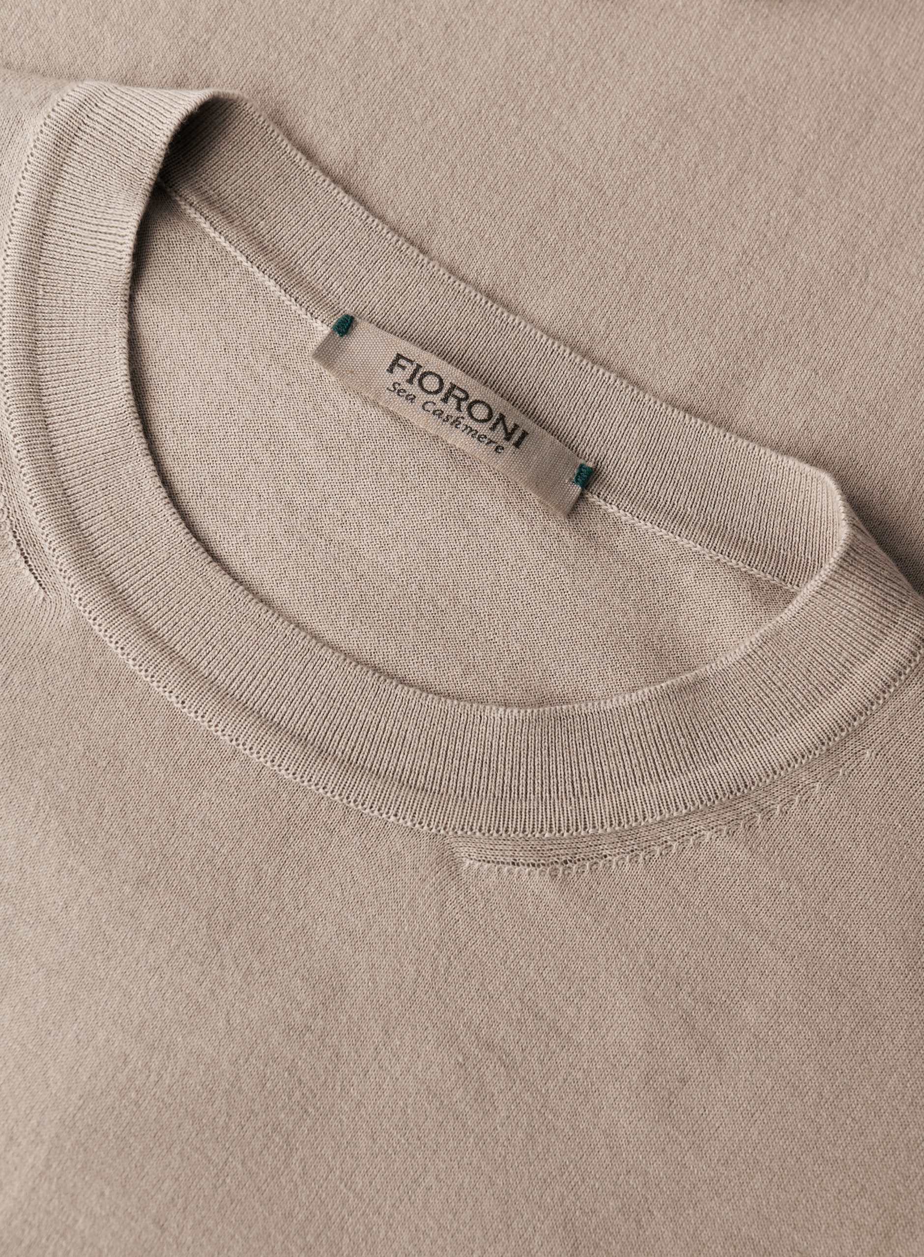 T-shirt van cashmere en katoen | FULL_WIDTH | Beige