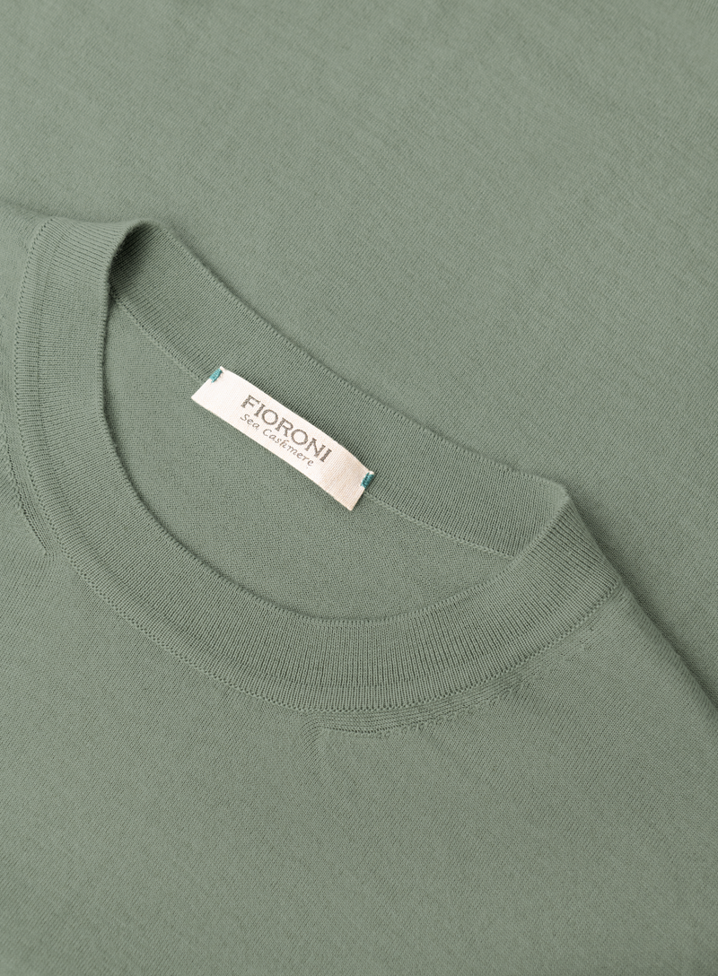 T-shirt van cashmere en katoen | FULL_WIDTH | Groen