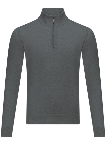 Half-zip trui van cashmere en zijde | Groen