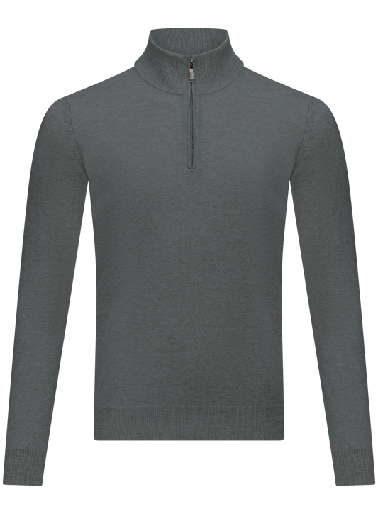 Half-zip trui van cashmere en zijde | Groen