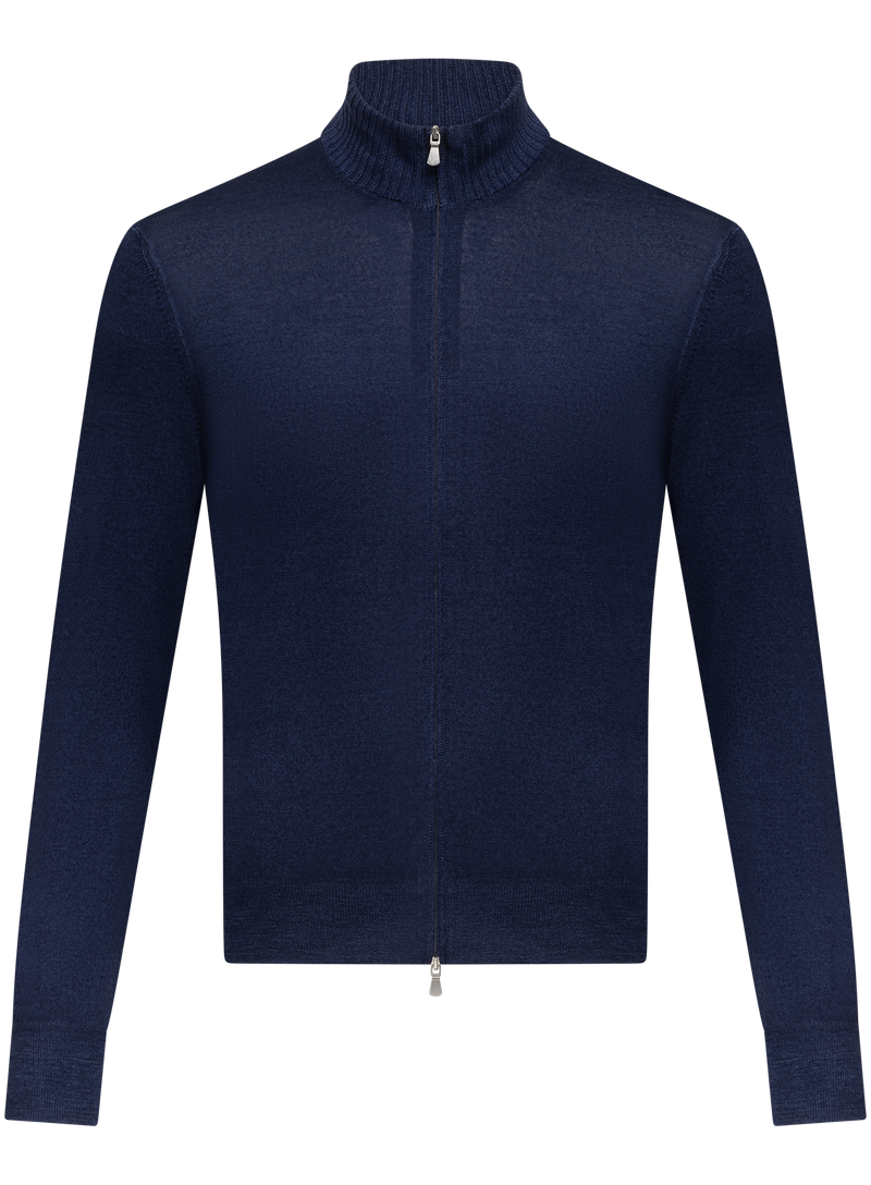 Zip-up vest made of virgin wool