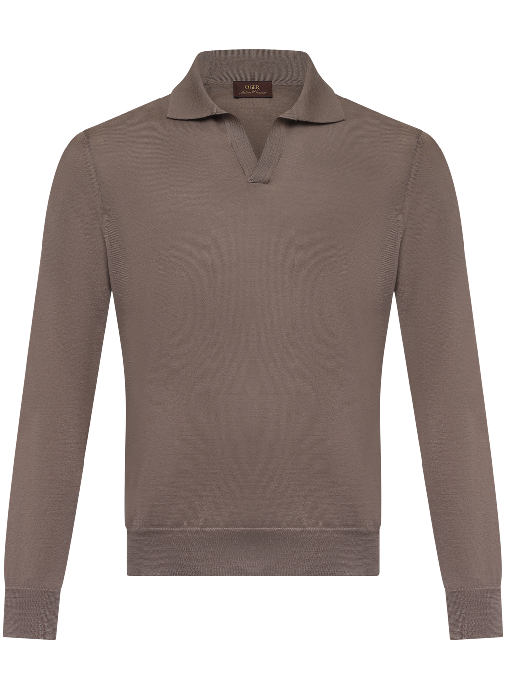 Buttonless polo van scheerwol | TAUPE