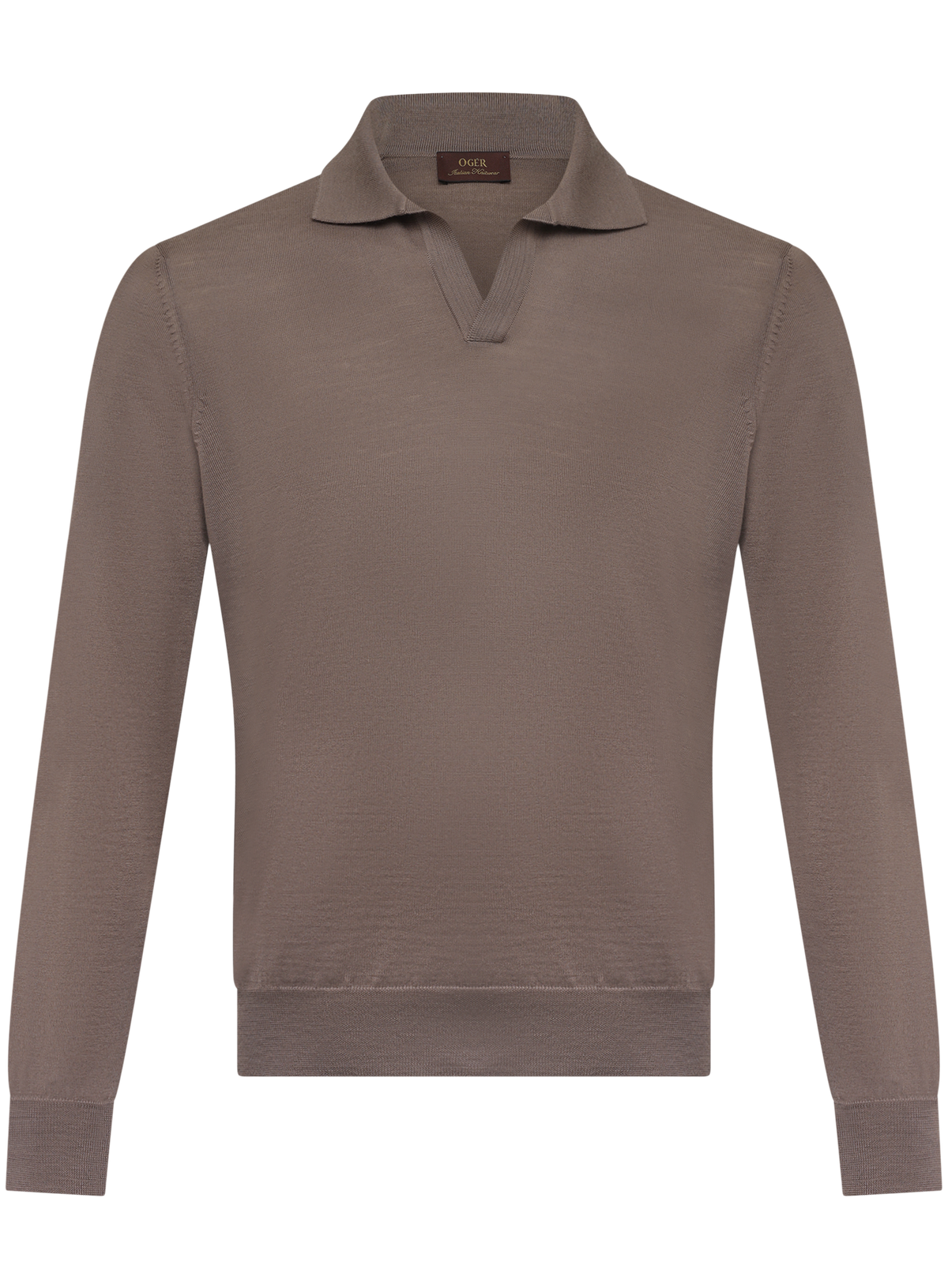 Buttonless polo van scheerwol | TAUPE