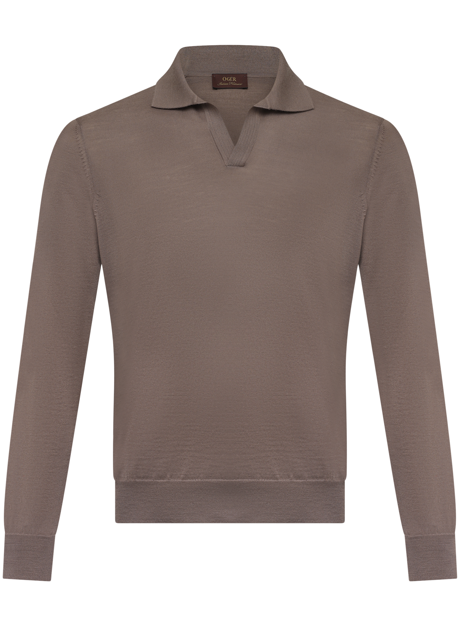 Buttonless polo van scheerwol | TAUPE