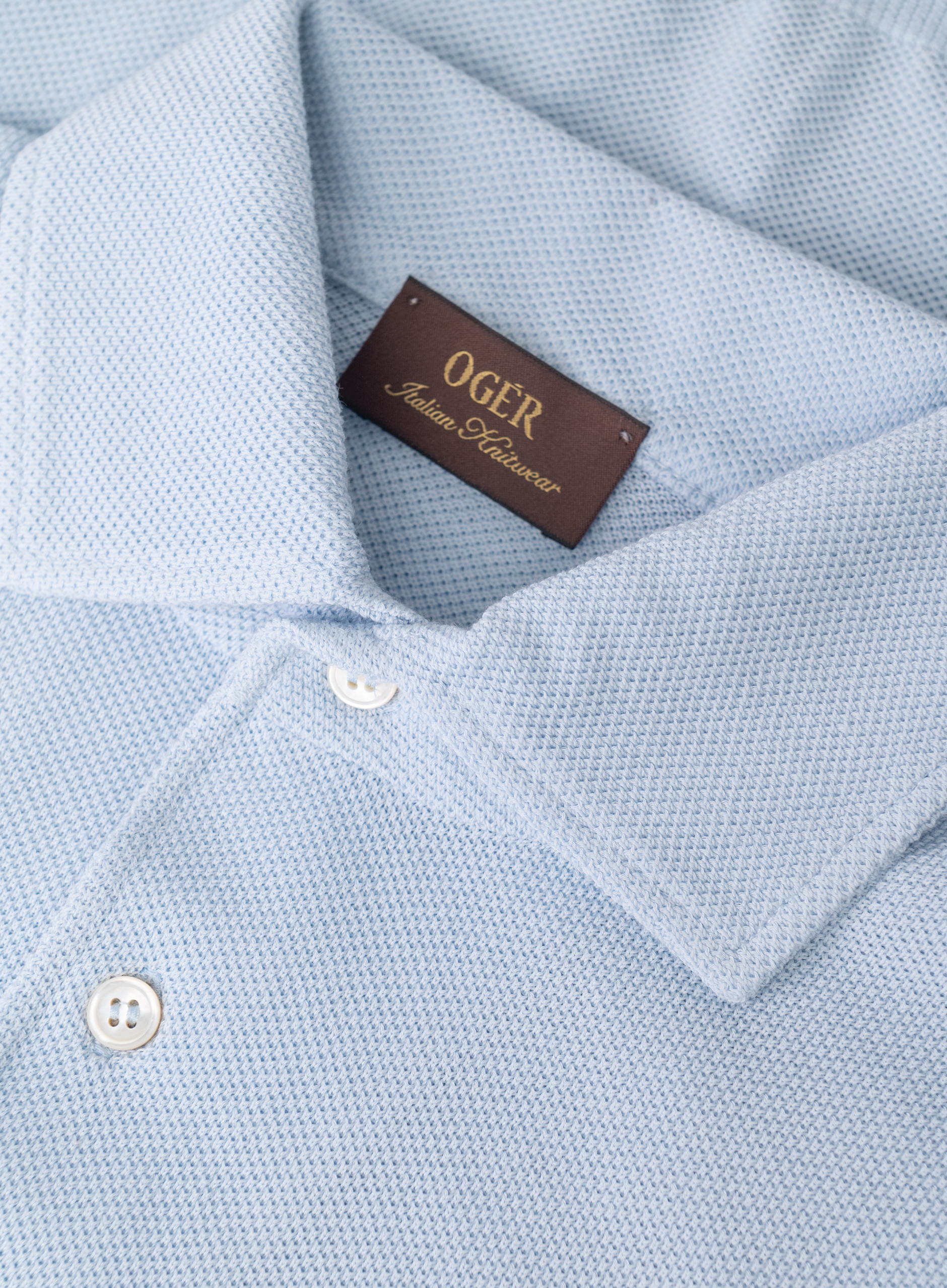 Fijngebreide polo van katoen met piquéstructuur | FULL_WIDTH |  L.Blauw