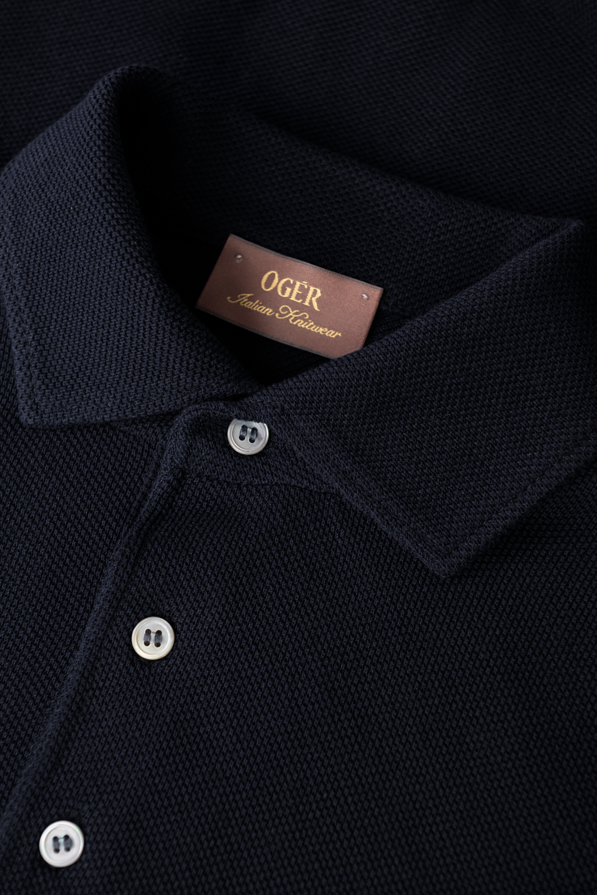 Fijngebreide polo van katoen met piquéstructuur | FULL_WIDTH | BLUE NAVY