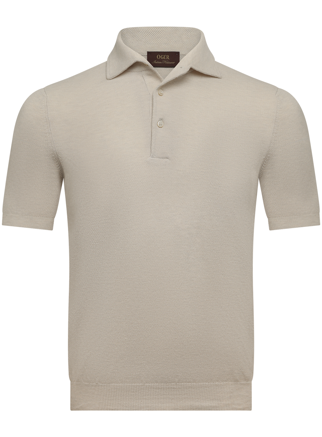 Fijngebreide polo van katoen met piquéstructuur | Beige