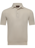 Fijngebreide polo van katoen met piquéstructuur | Beige