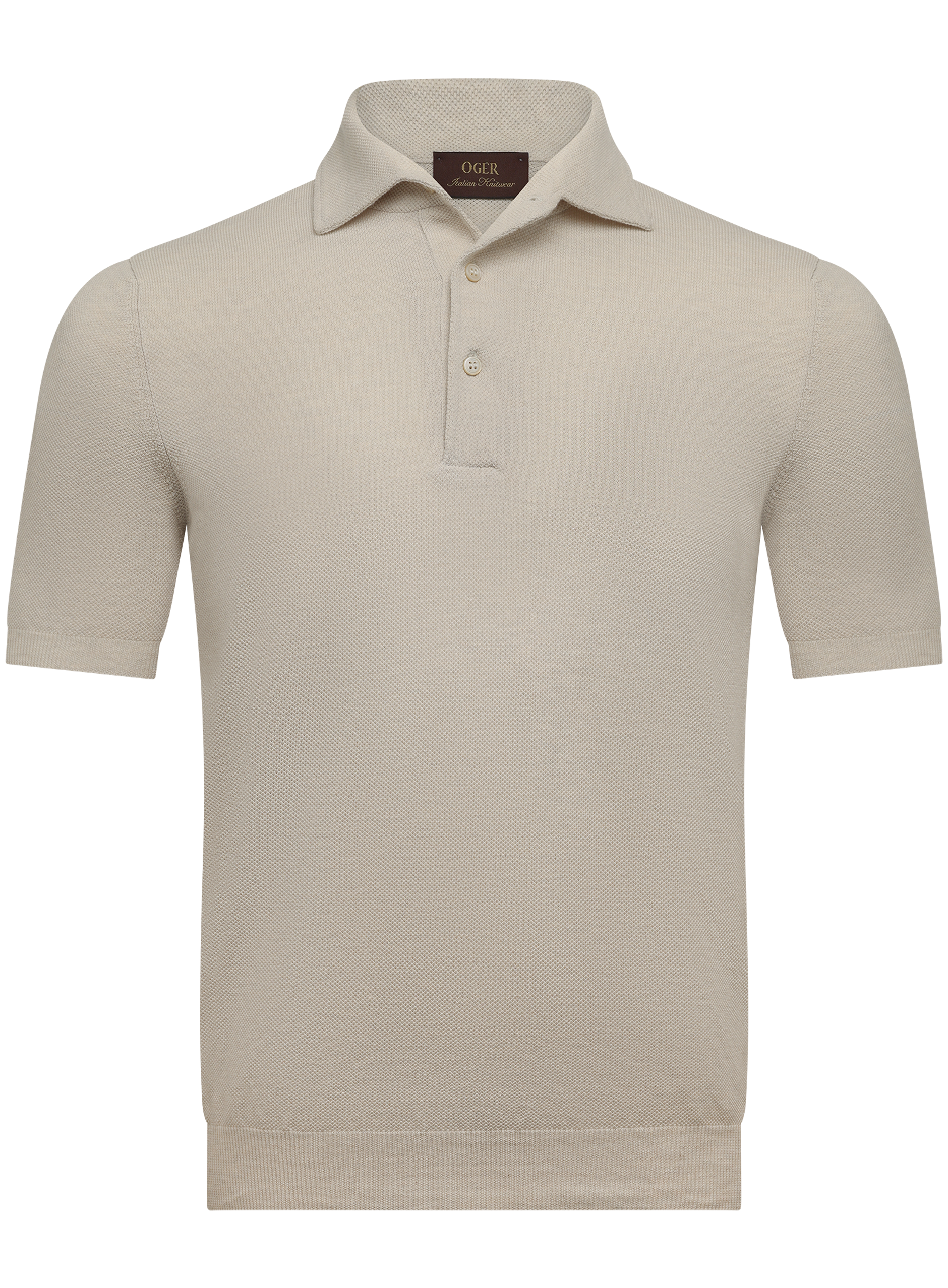Fijngebreide polo van katoen met piquéstructuur | Beige