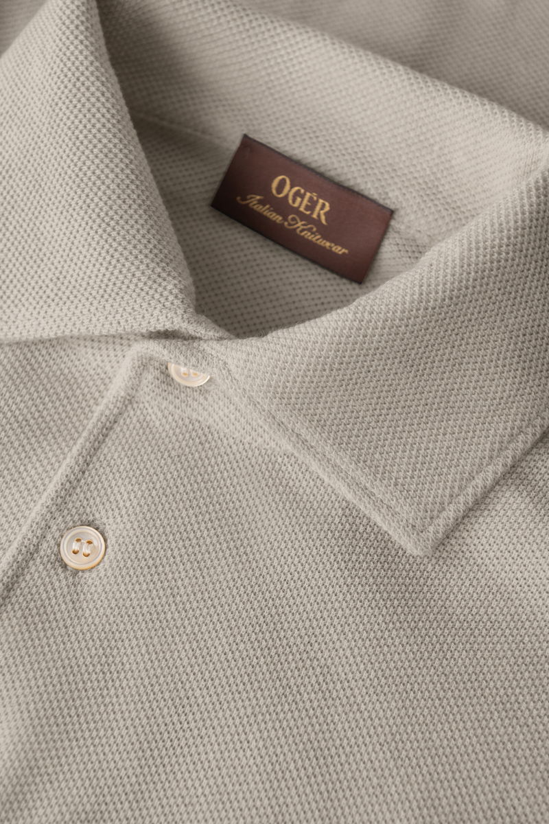 Fijngebreide polo van katoen met piquéstructuur | FULL_WIDTH | Beige