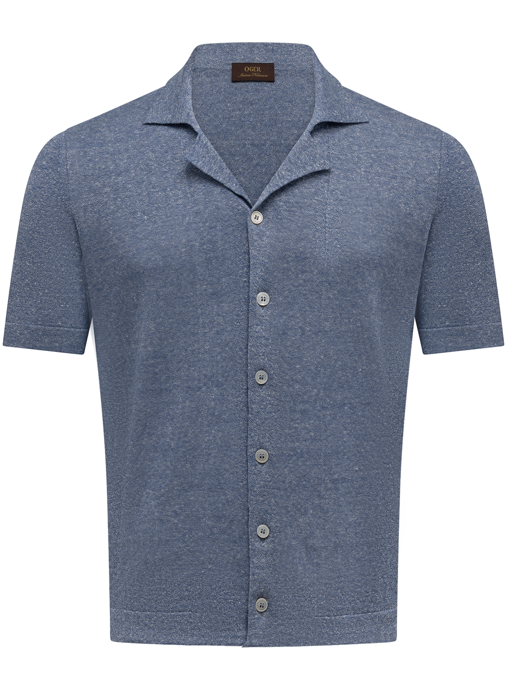 Shirt met kort mouwen van linnen en katoen | L.Blauw