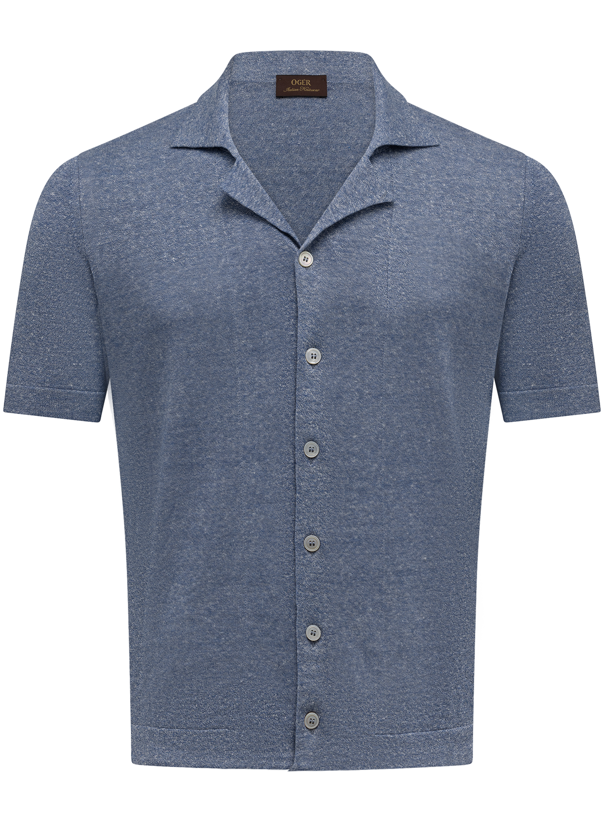Shirt met kort mouwen van linnen en katoen | L.Blauw