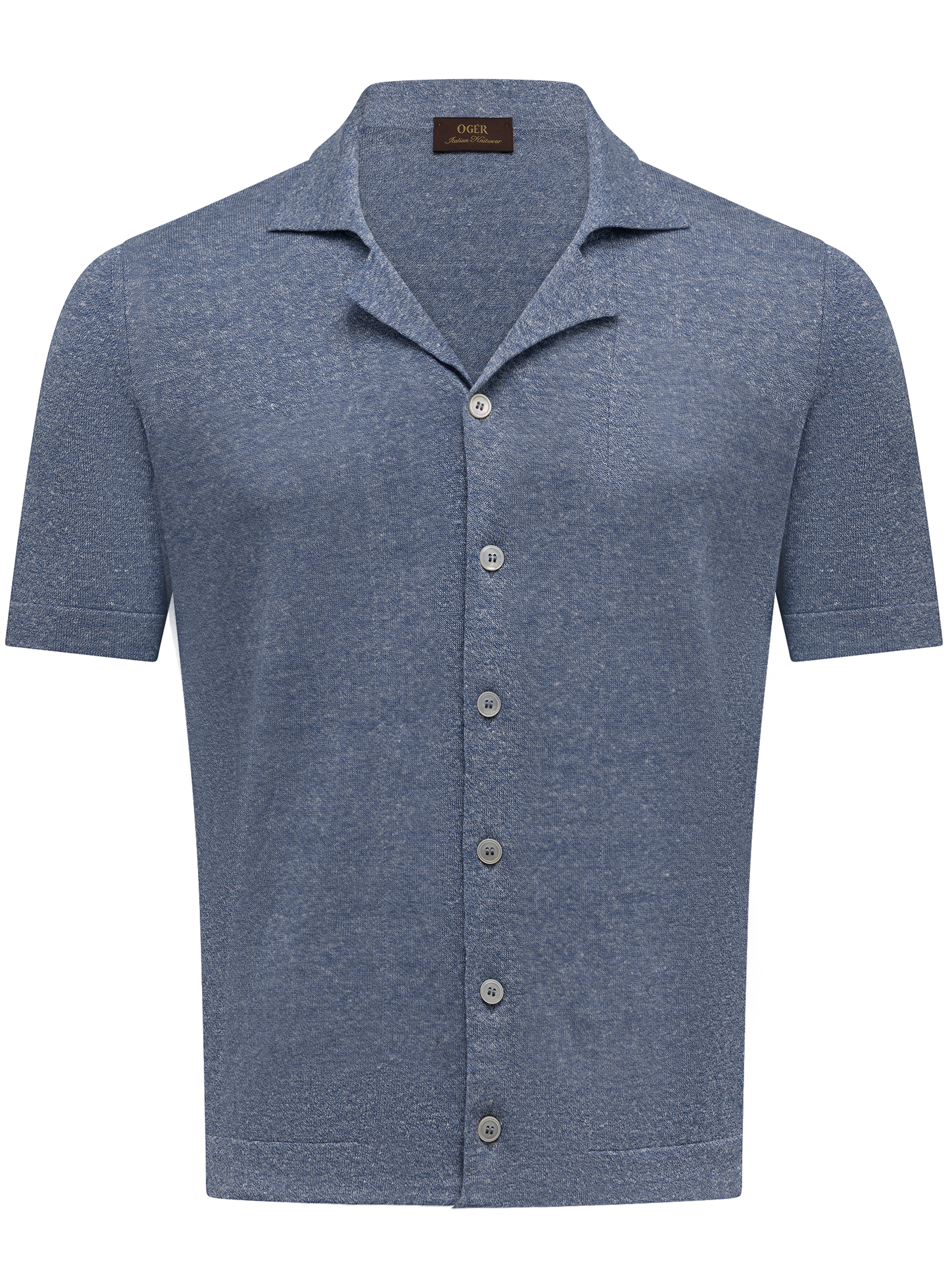 Shirt met kort mouwen van linnen en katoen | L.Blauw