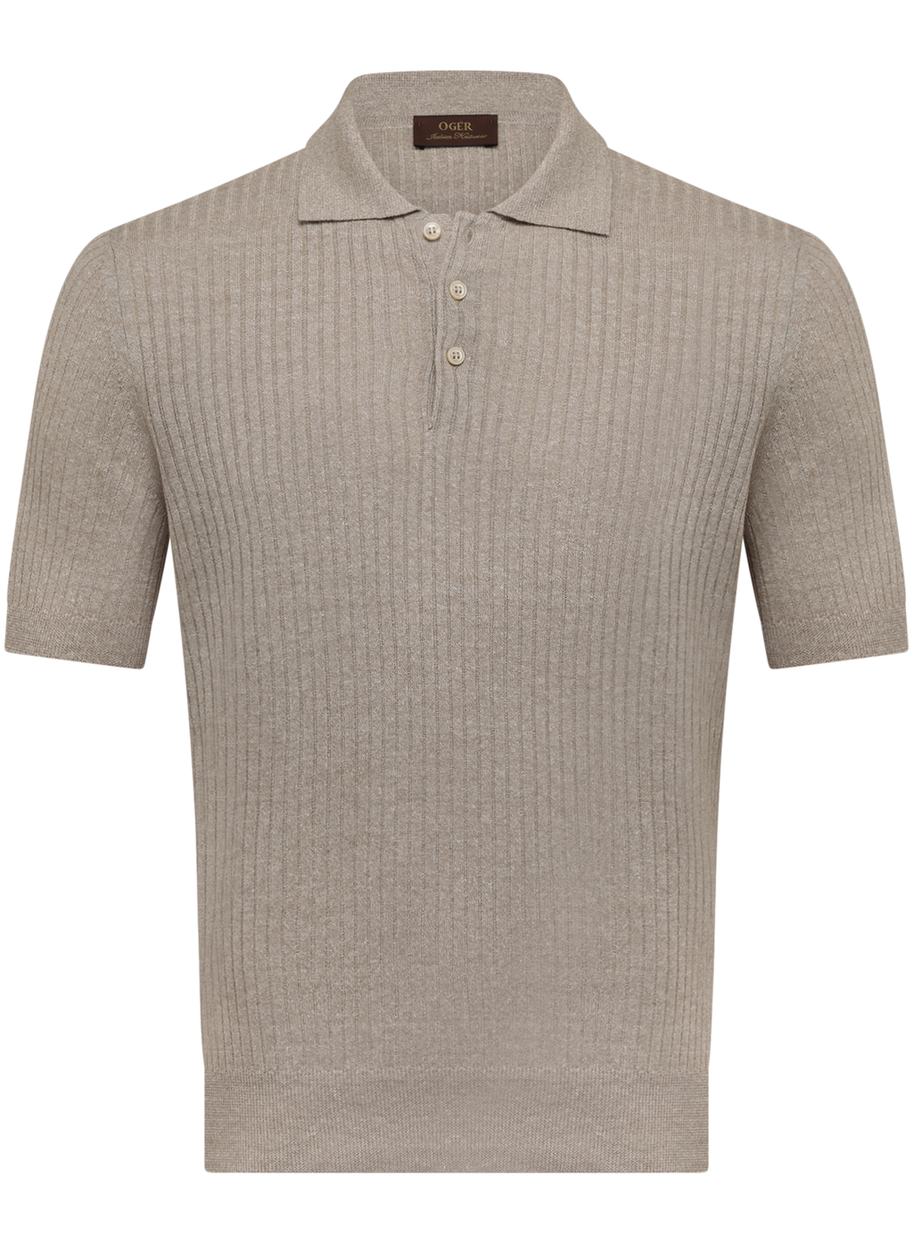 Polo met ribstructuur van linnen en katoen | Beige