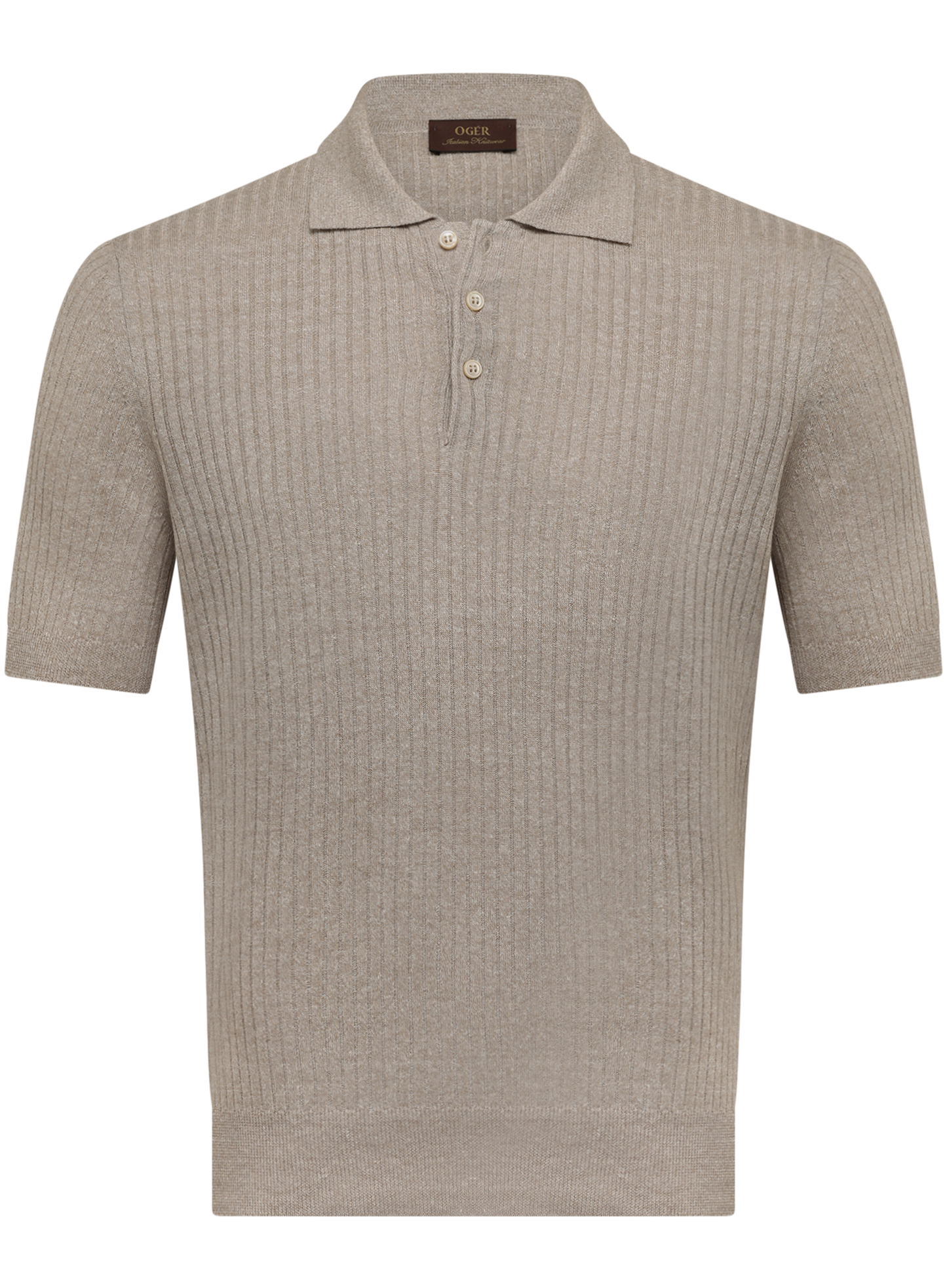 Polo van linnen en katoen | Beige