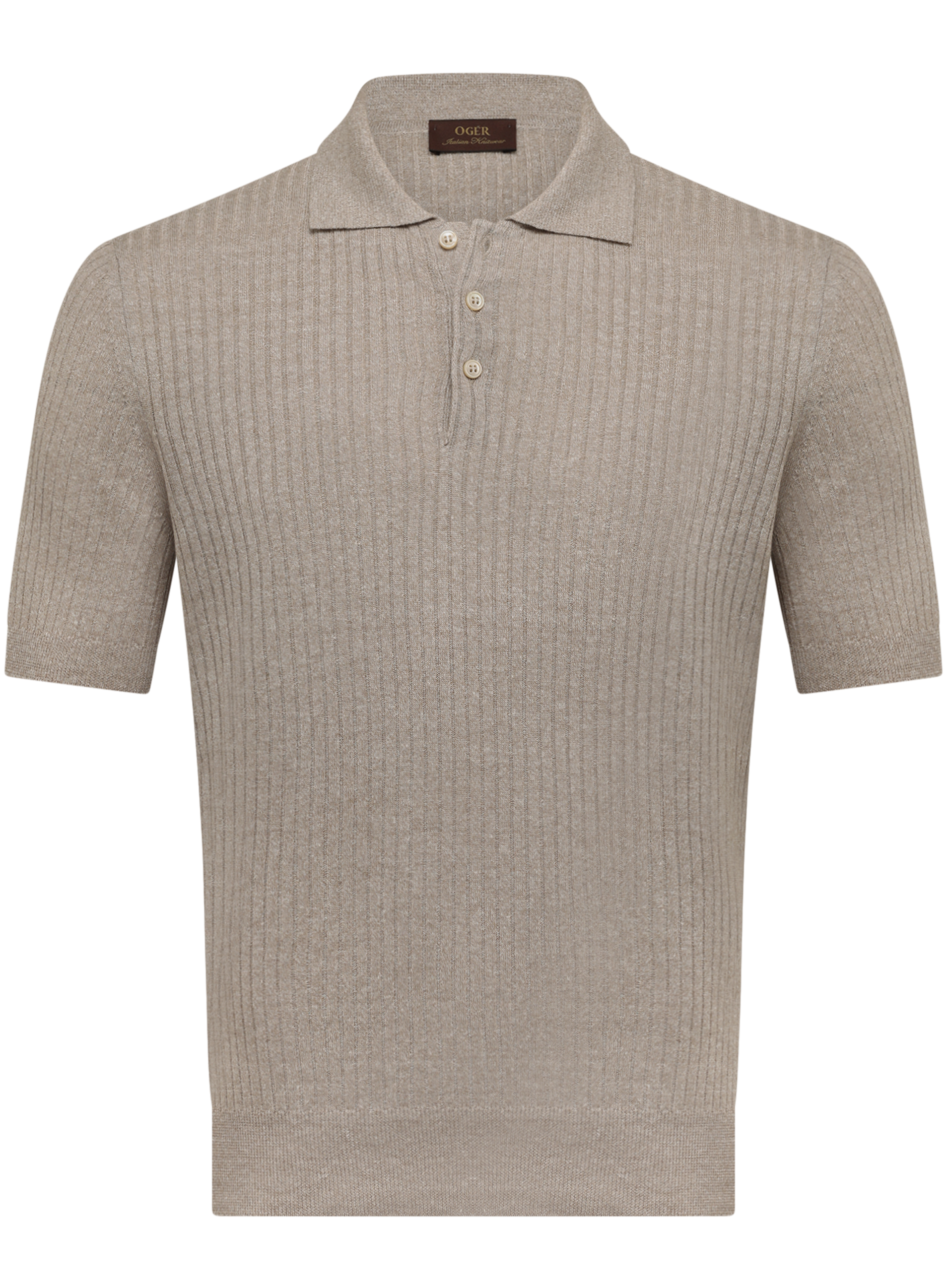 Polo met ribstructuur van linnen en katoen | Beige