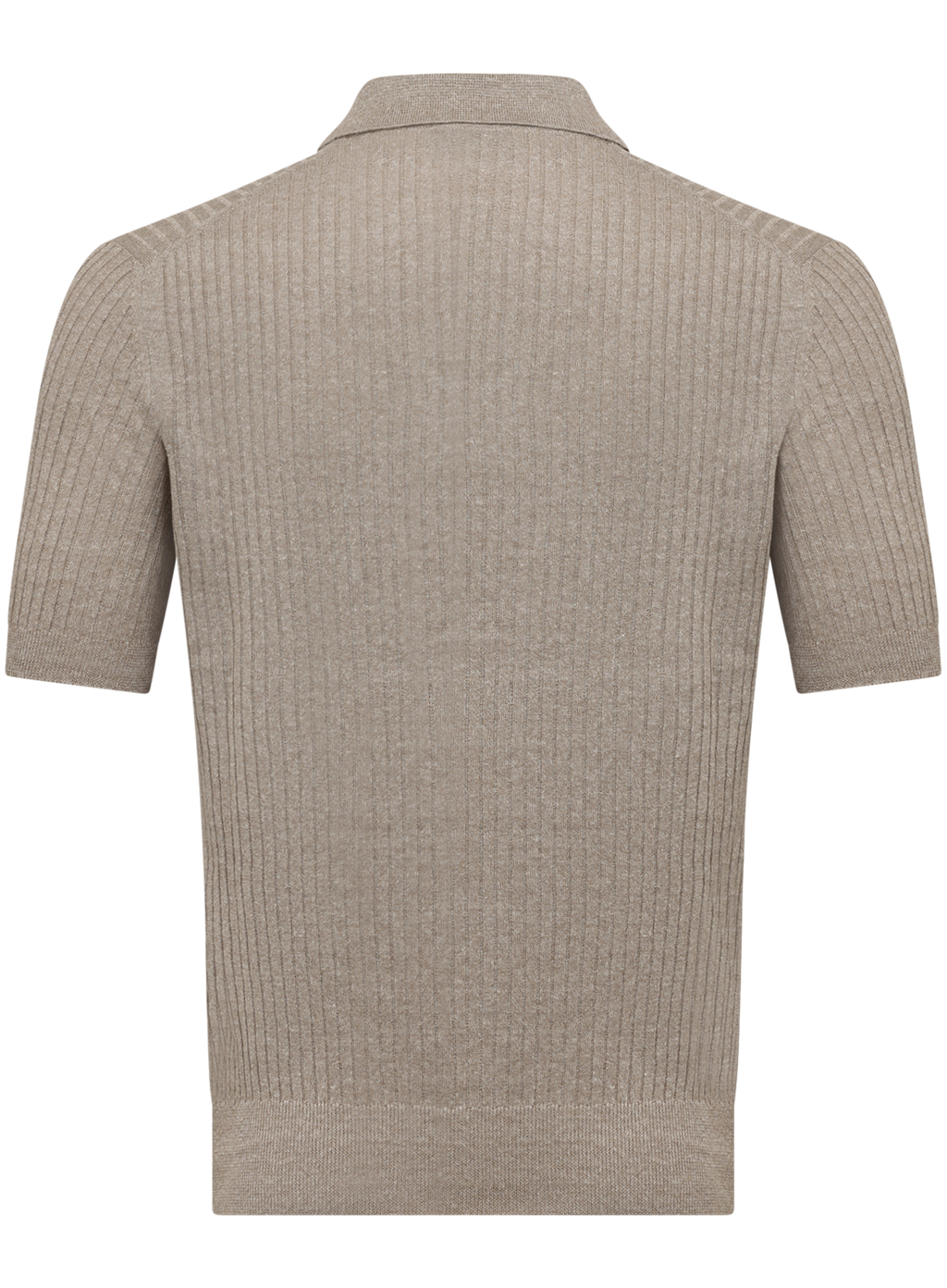 Polo met ribstructuur van linnen en katoen | Beige