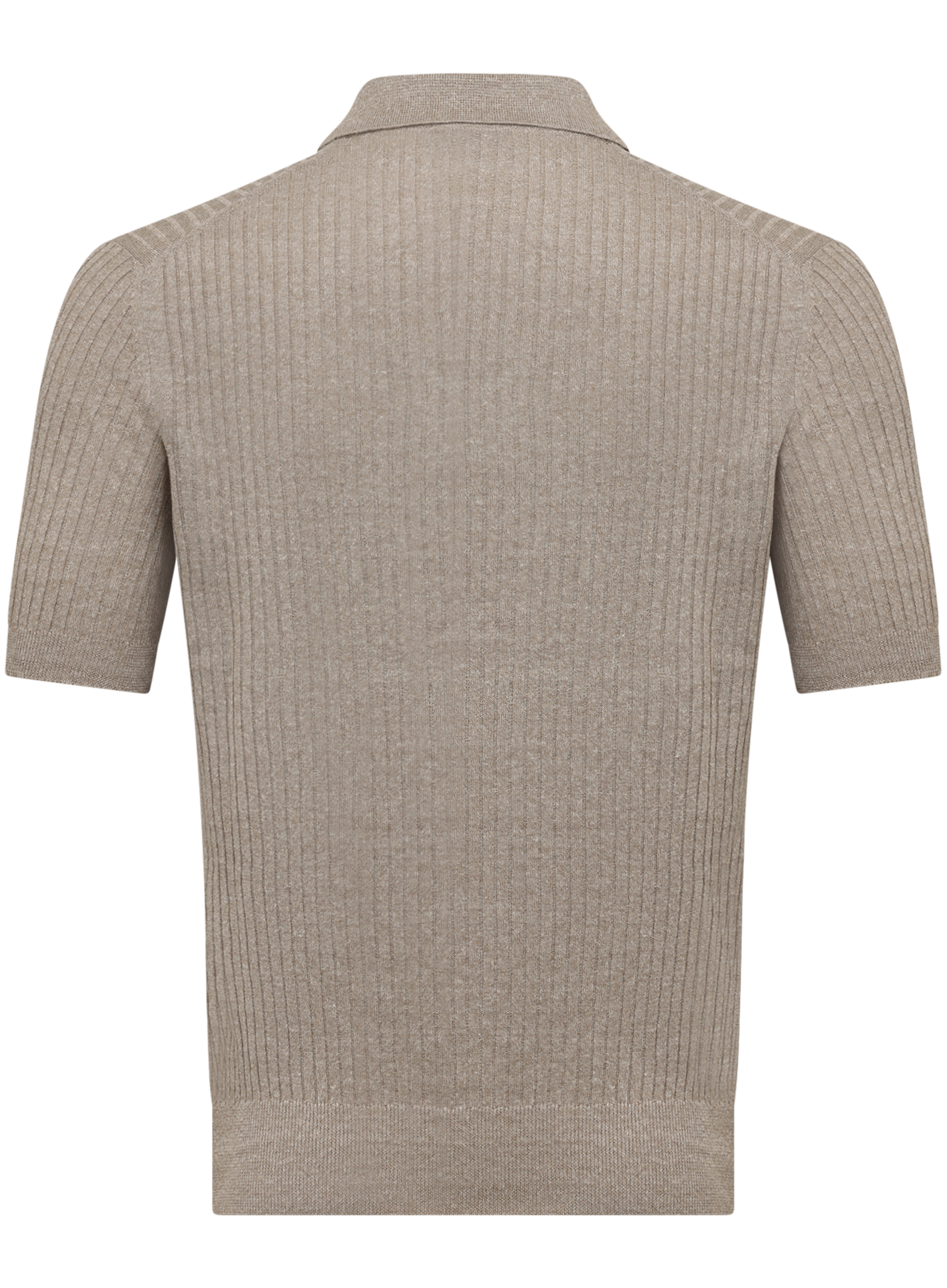Polo met ribstructuur van linnen en katoen | Beige