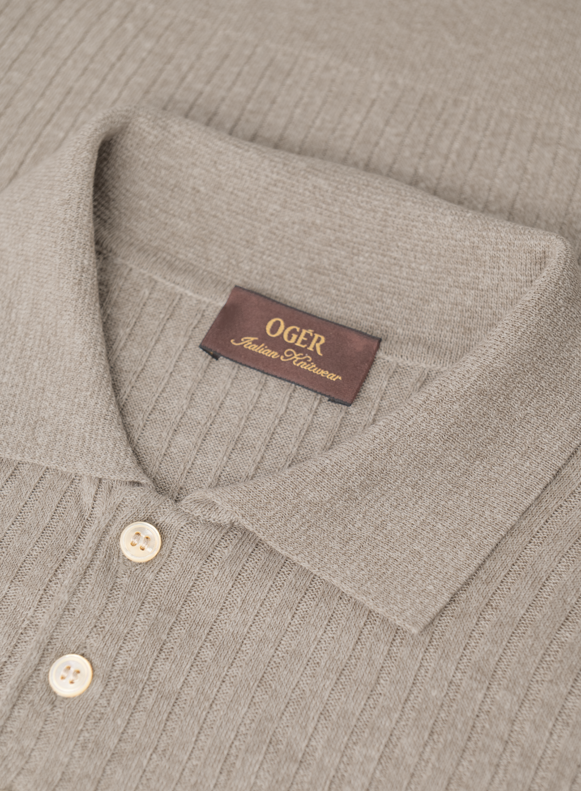 Polo van linnen en katoen | Beige