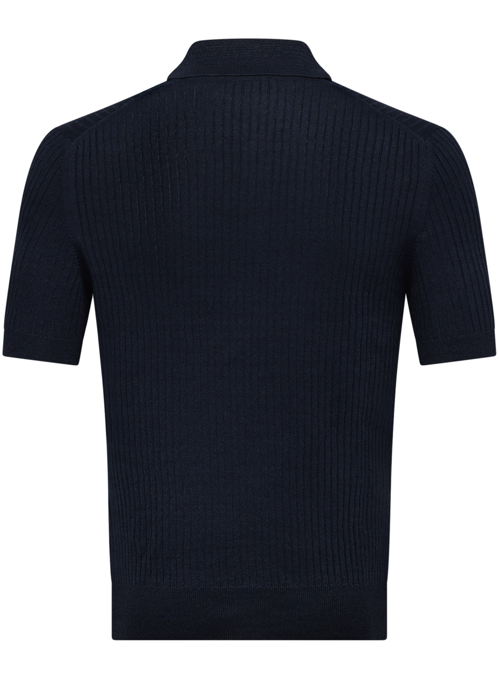 Polo met ribstructuur van linnen en katoen | BLUE NAVY
