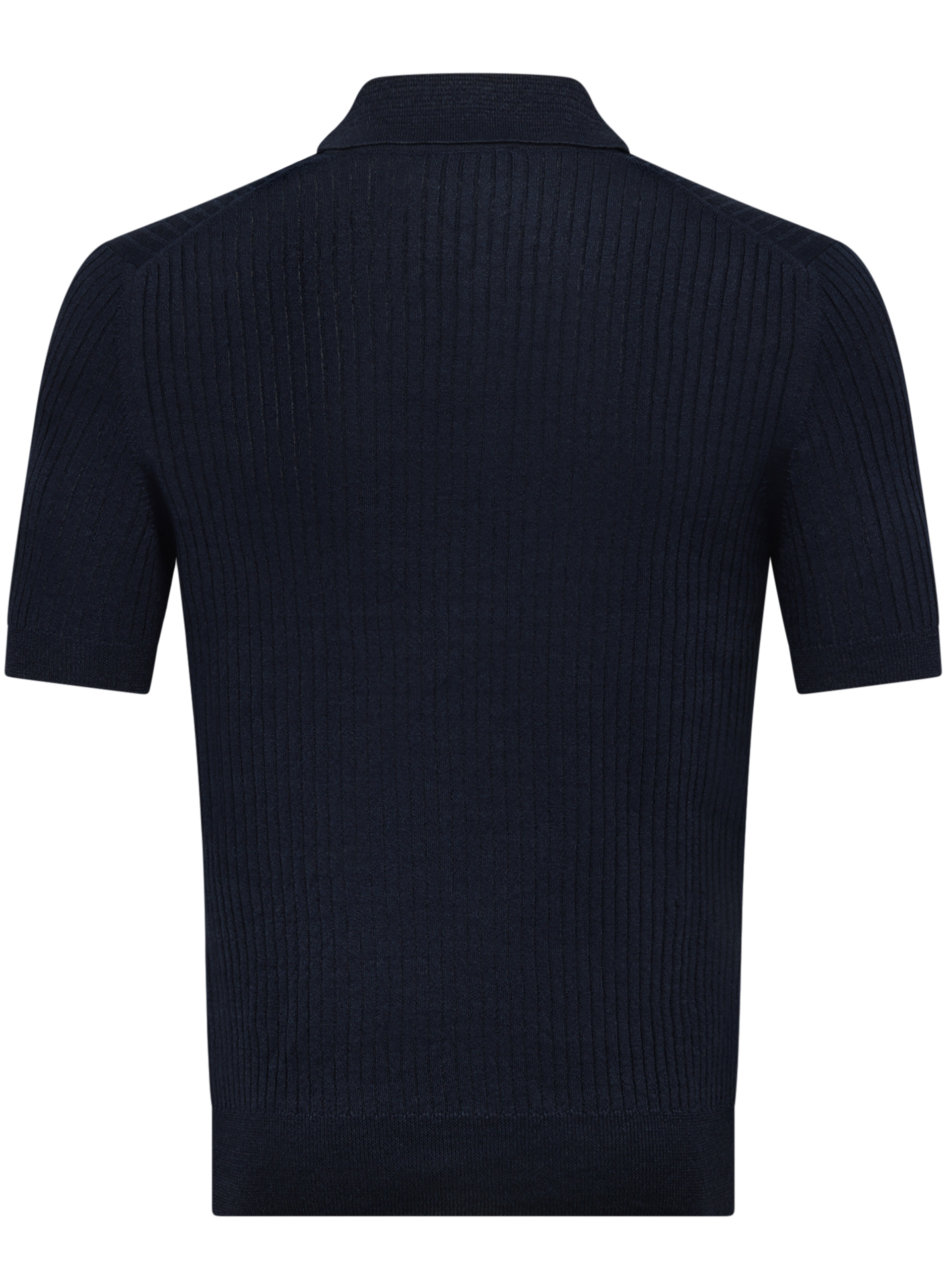 Polo met ribstructuur van linnen en katoen | BLUE NAVY