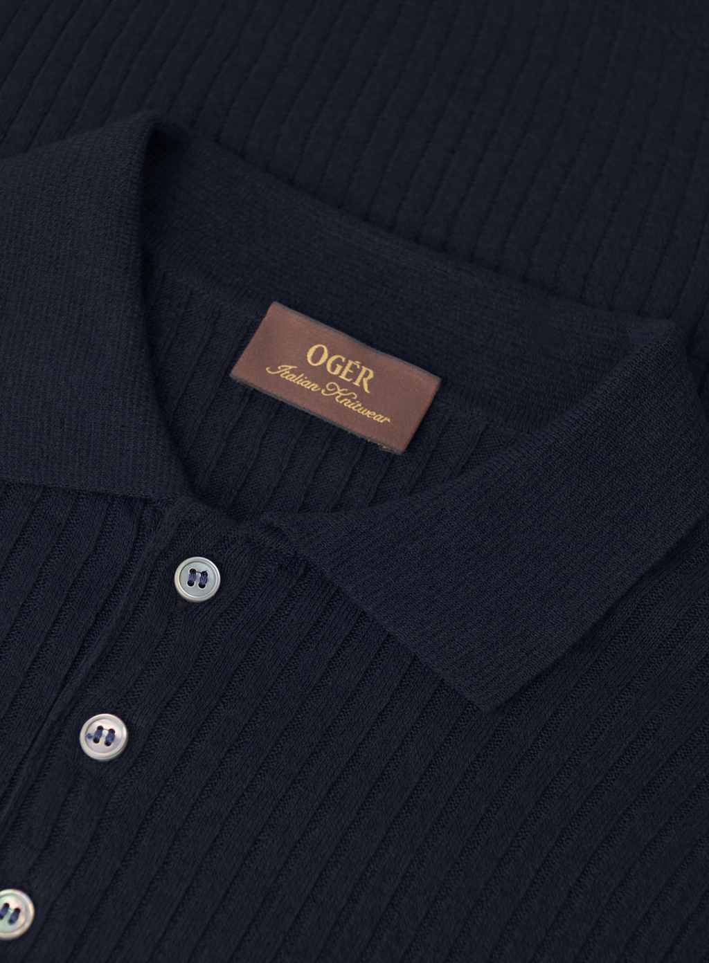 Polo met ribstructuur van linnen en katoen | FULL_WIDTH | BLUE NAVY