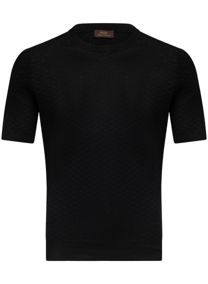 Linnen-katoenen T-shirt | Zwart