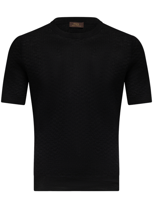 Linnen-katoenen T-shirt | Zwart