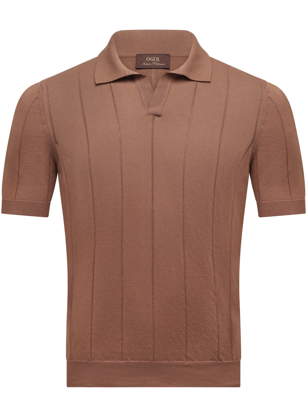 Buttonless polo van katoen | Bruin