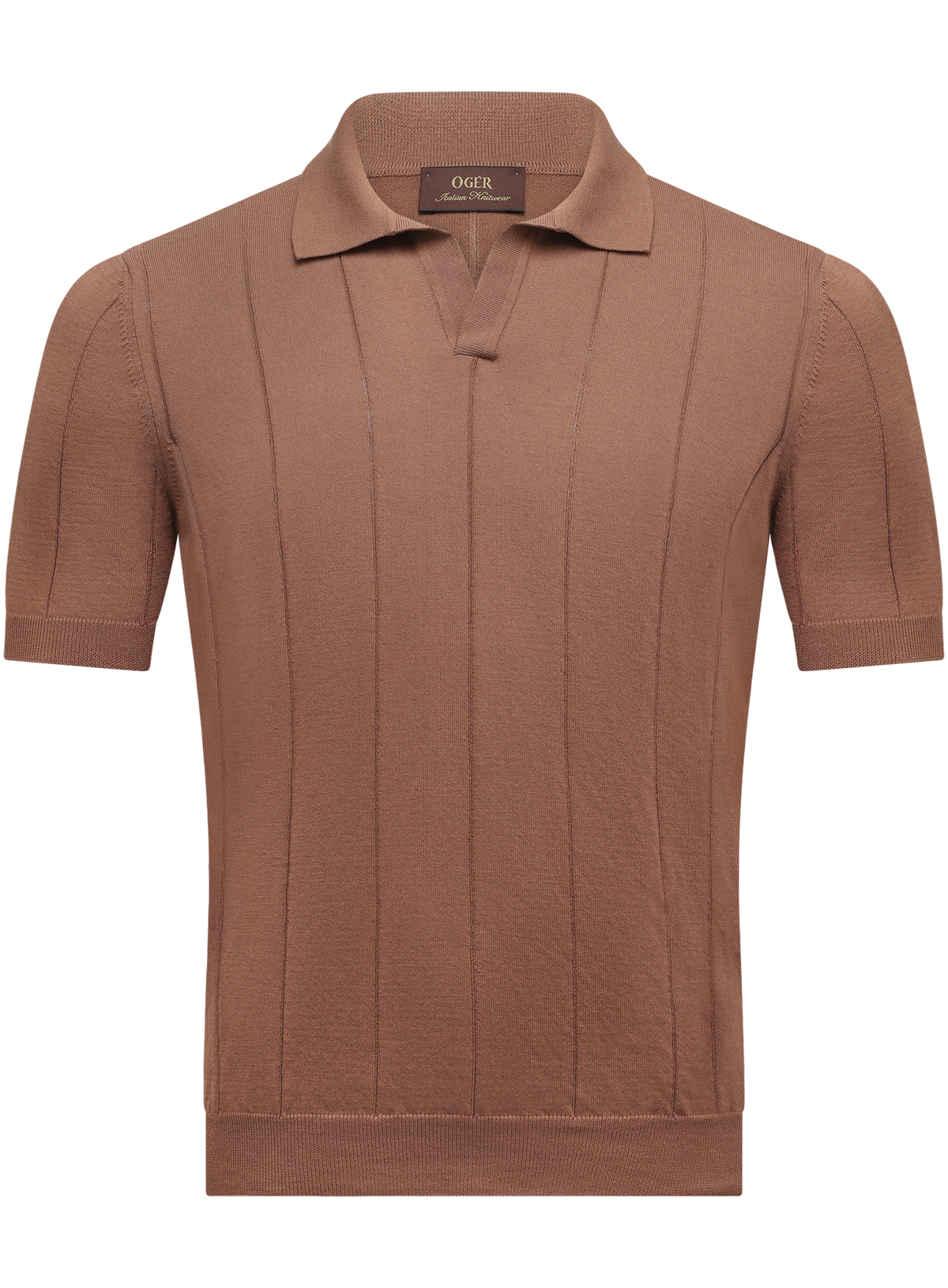 Buttonless polo van katoen | Bruin