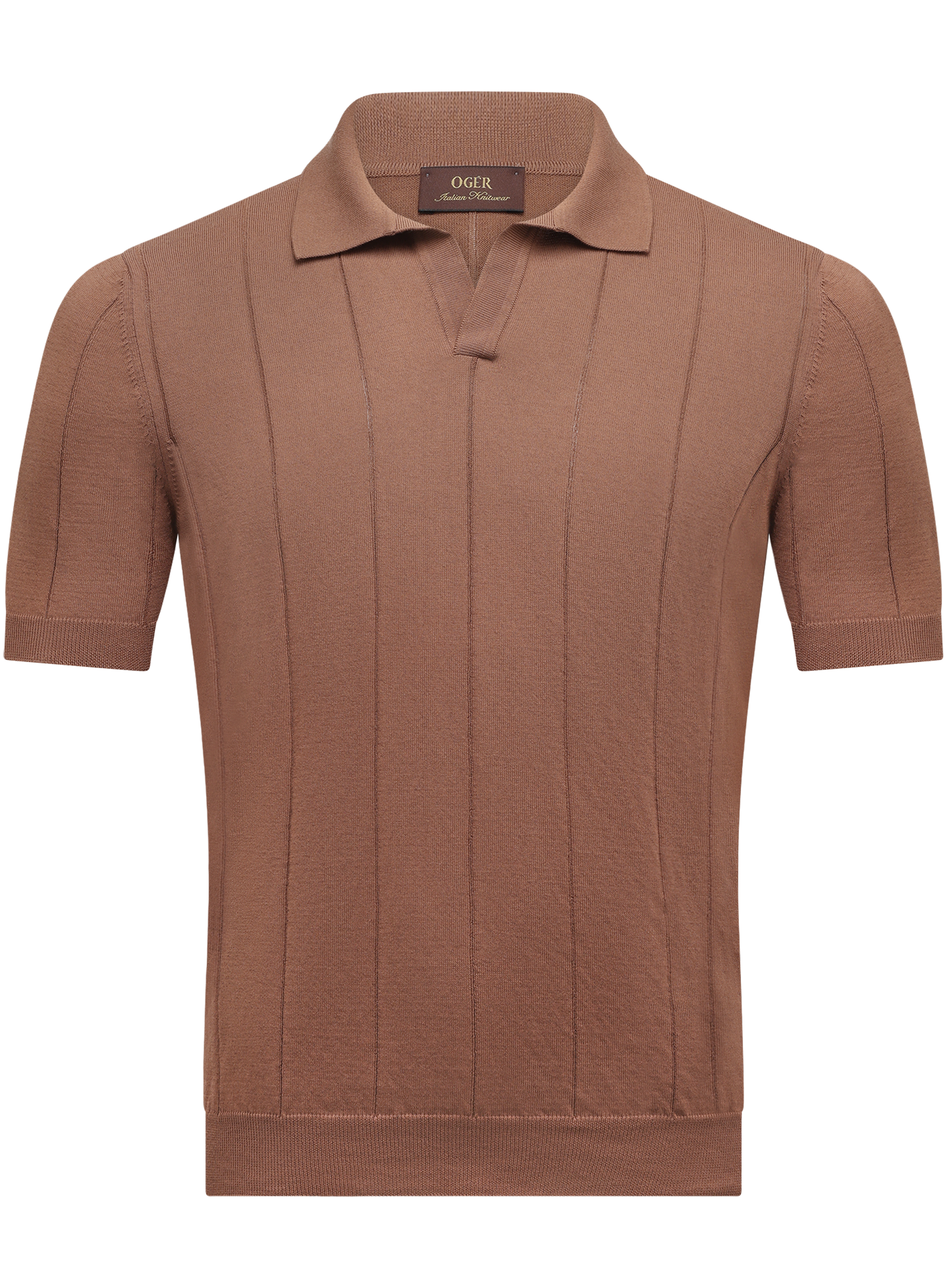 Buttonless polo van katoen | Bruin