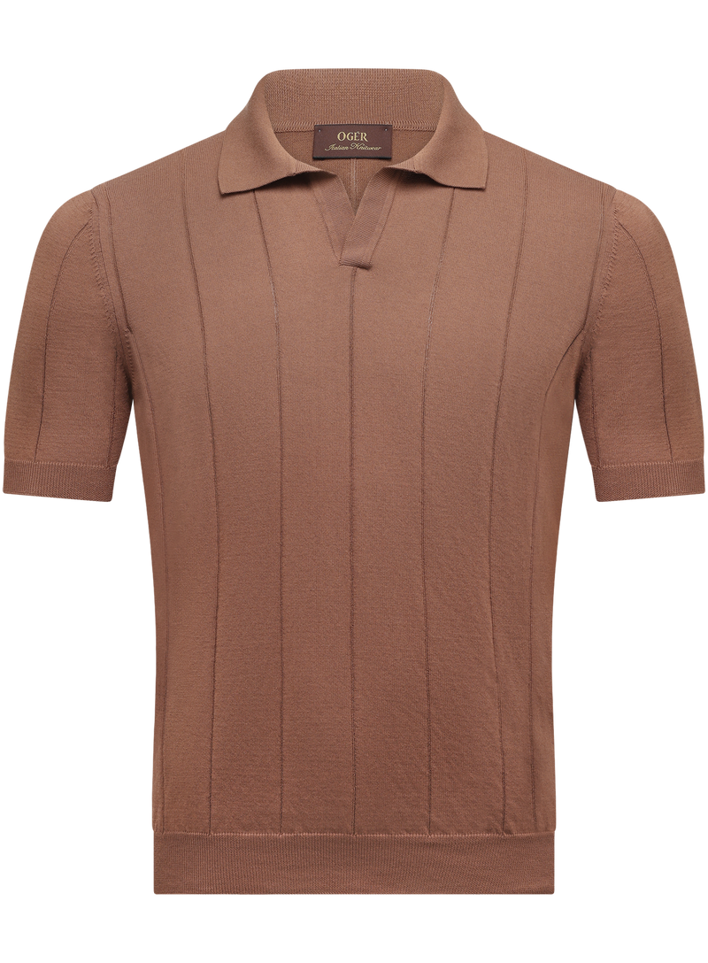 Buttonless polo van katoen | Bruin