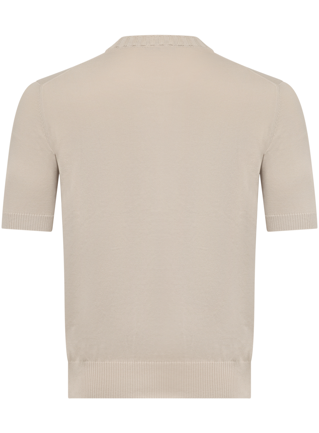 Fijngebreid katoenen T-shirt met ronde hals | Beige