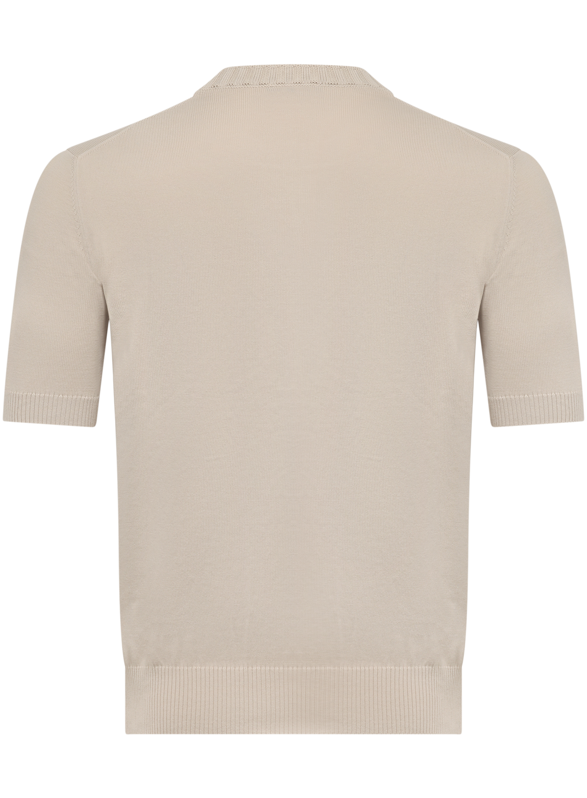 Fijngebreid katoenen T-shirt met ronde hals | Beige