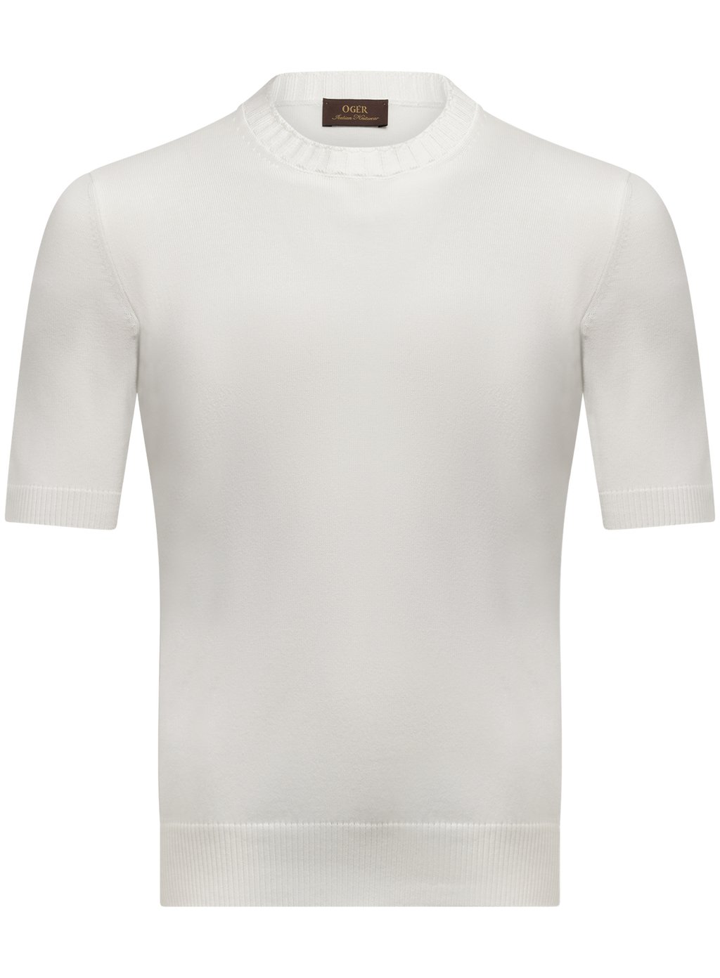 Fijngebreid katoenen T-shirt met ronde hals | Wit