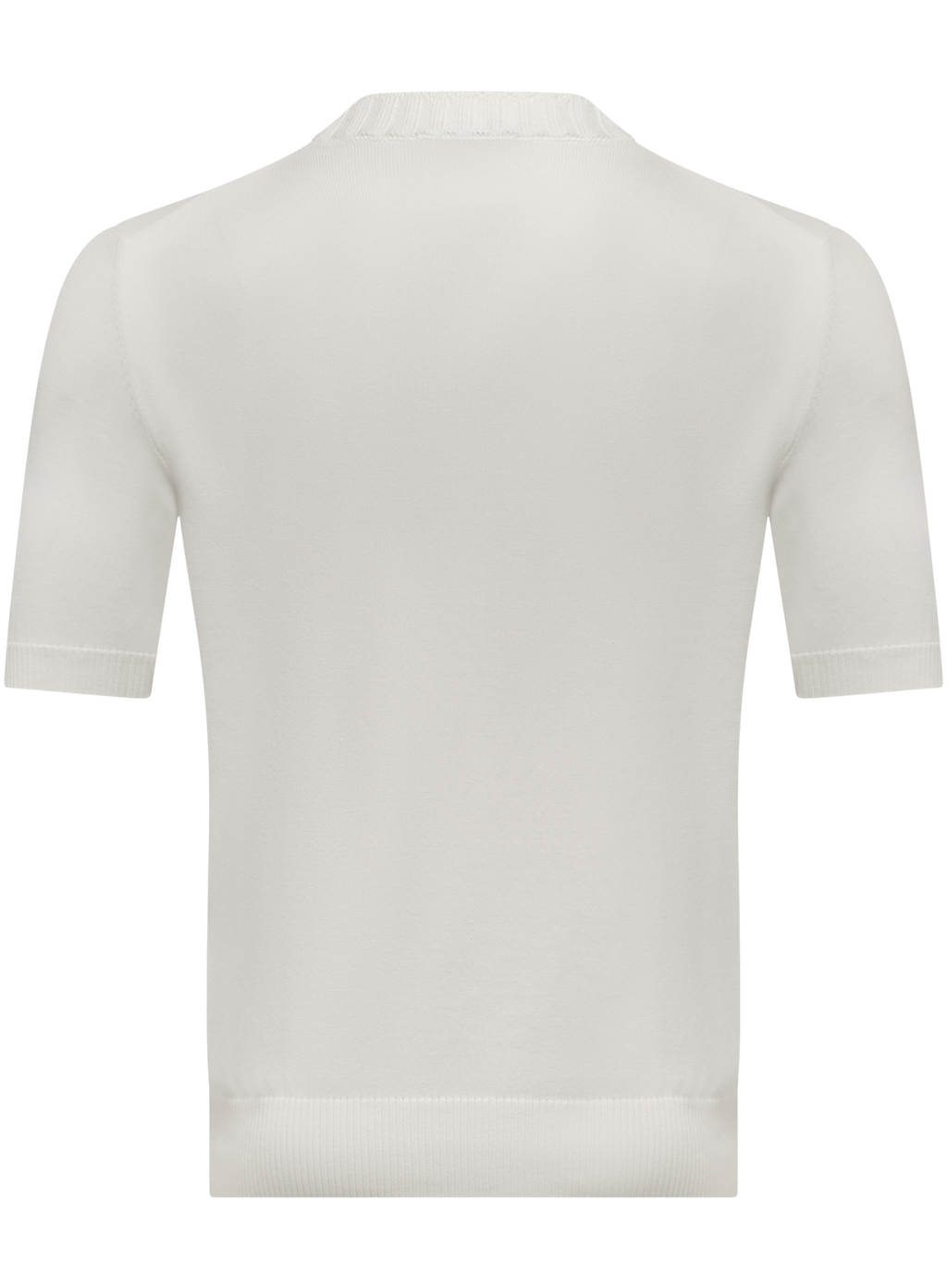 Fijngebreid katoenen T-shirt met ronde hals | Wit