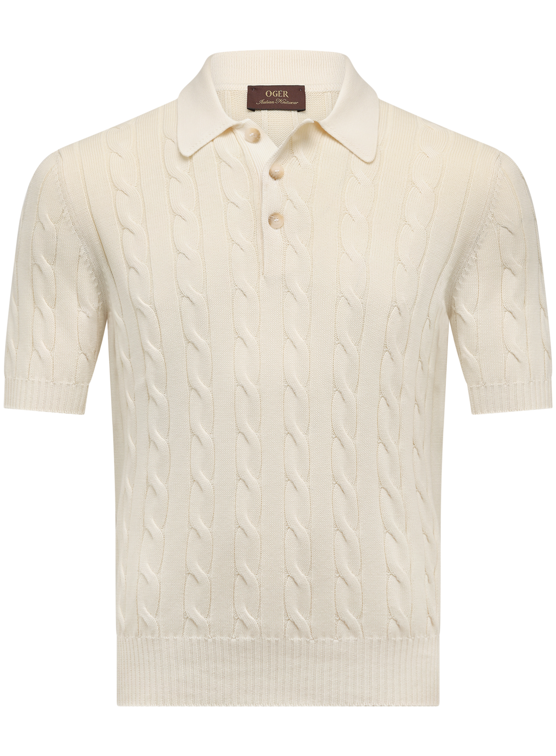 Polo met kabelpatroon van katoen | ROOM-WIT