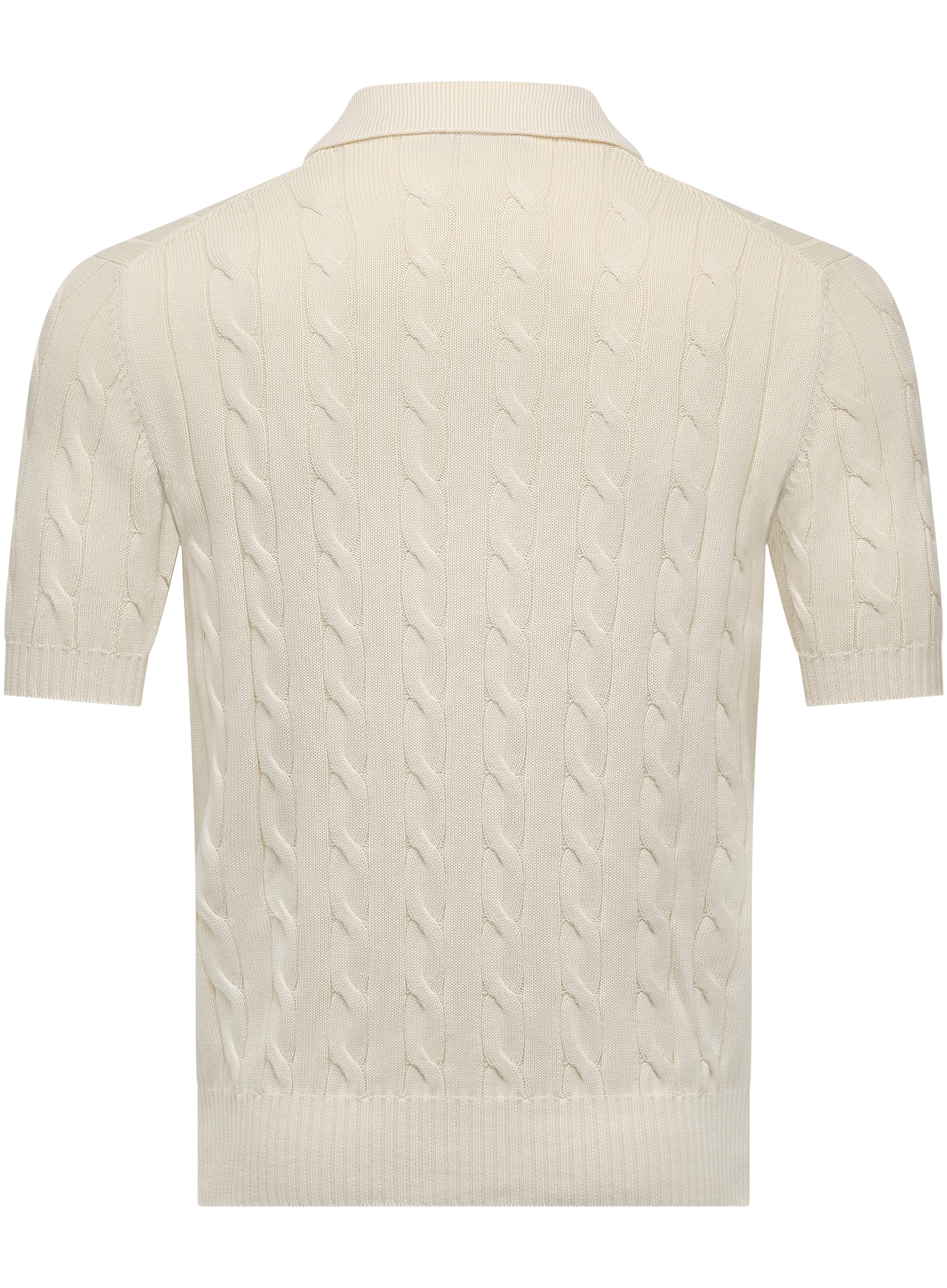 Polo met kabelpatroon van katoen | ROOM-WIT