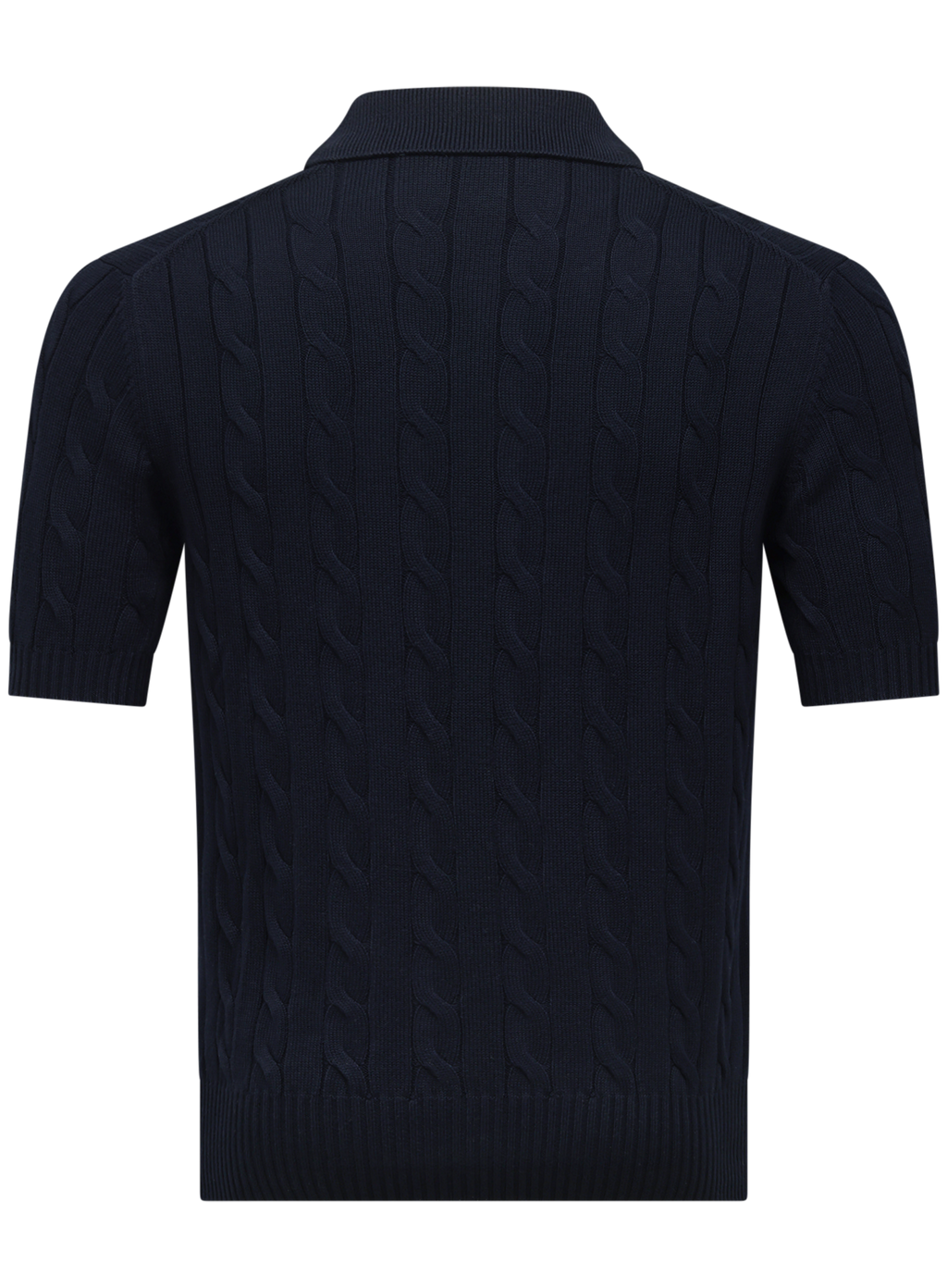 Polo met kabelpatroon van katoen | BLUE NAVY