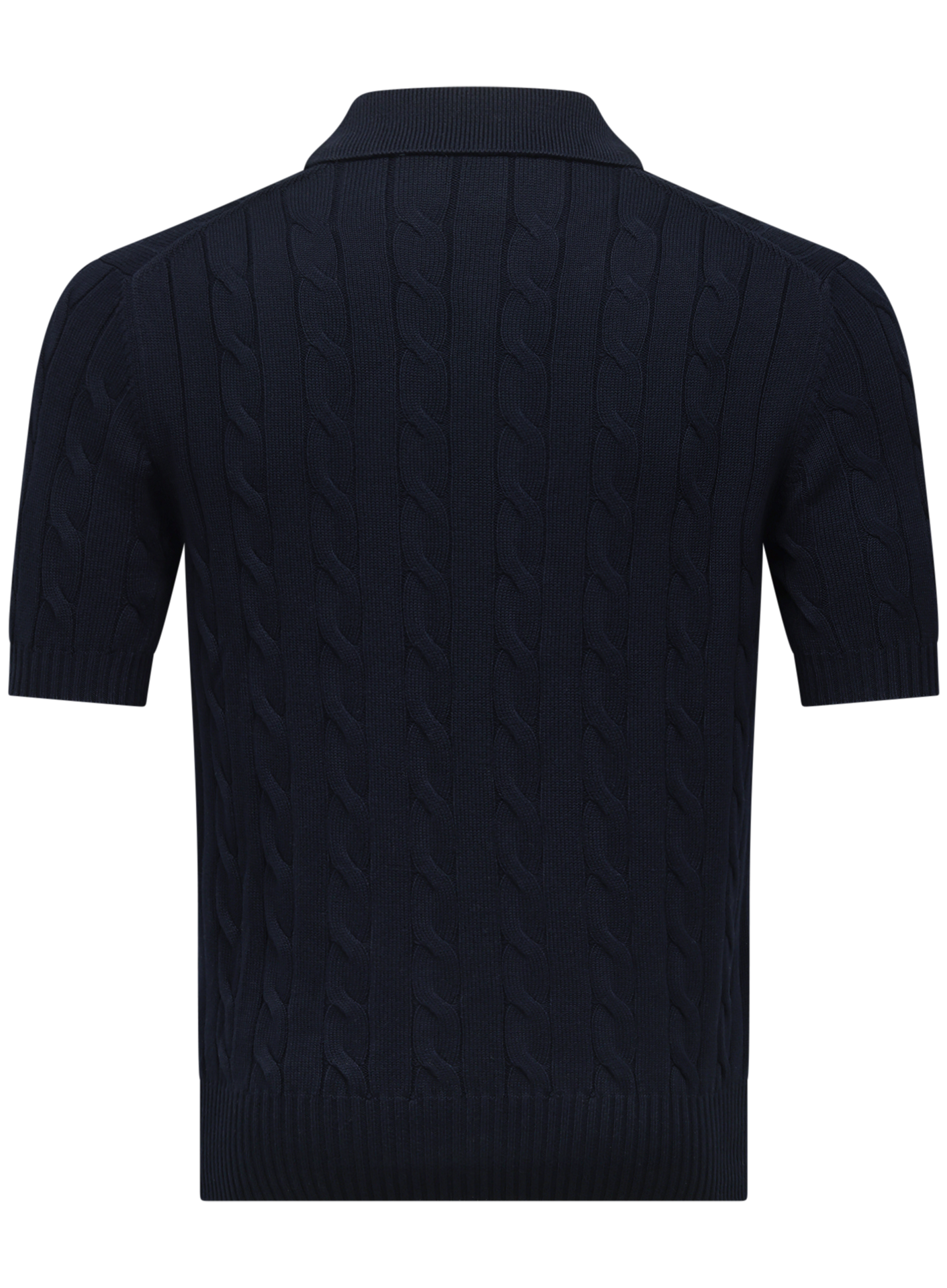 Polo met kabelpatroon van katoen | BLUE NAVY