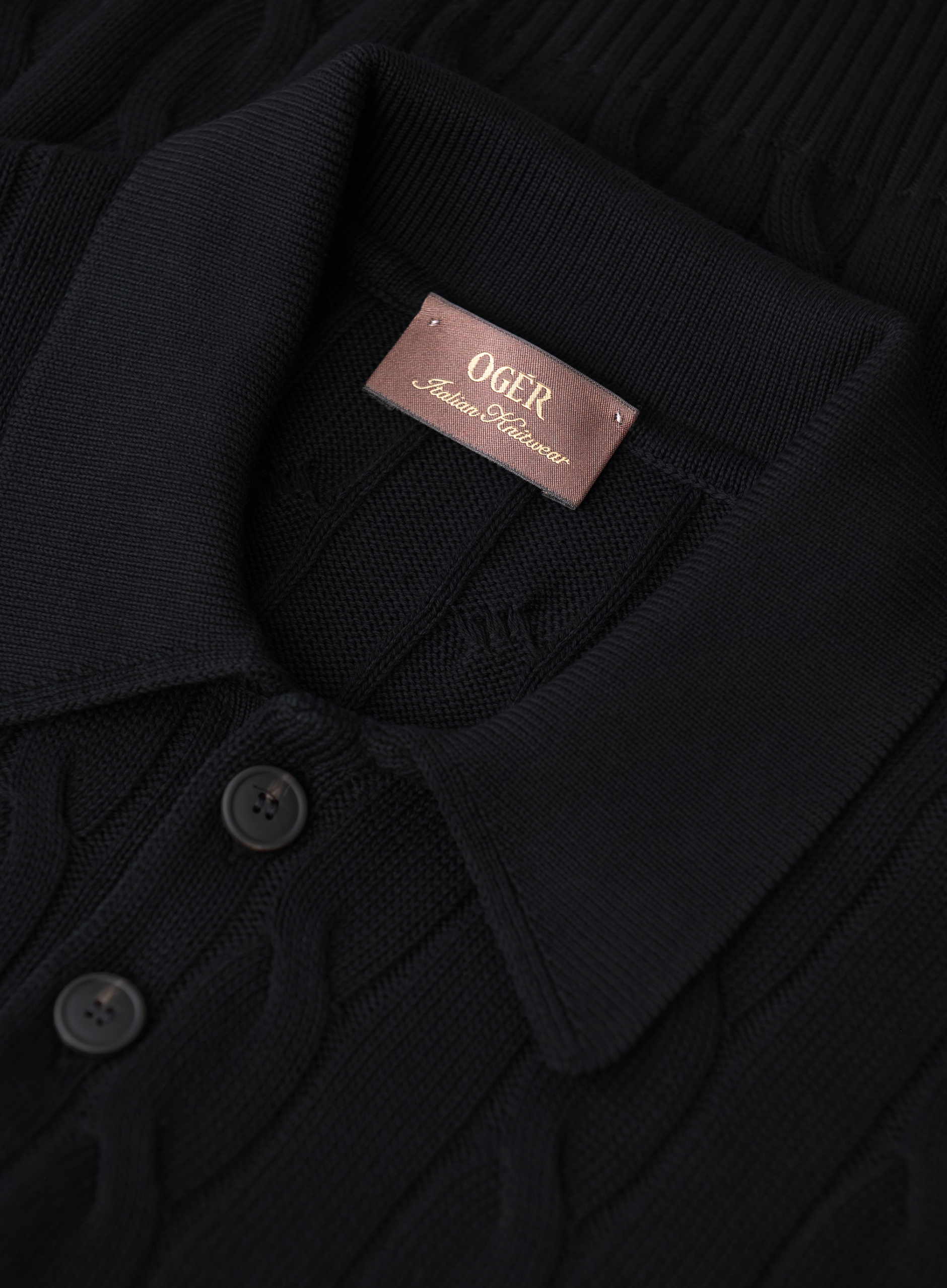 Polo met kabelpatroon van katoen | FULL_WIDTH | Zwart