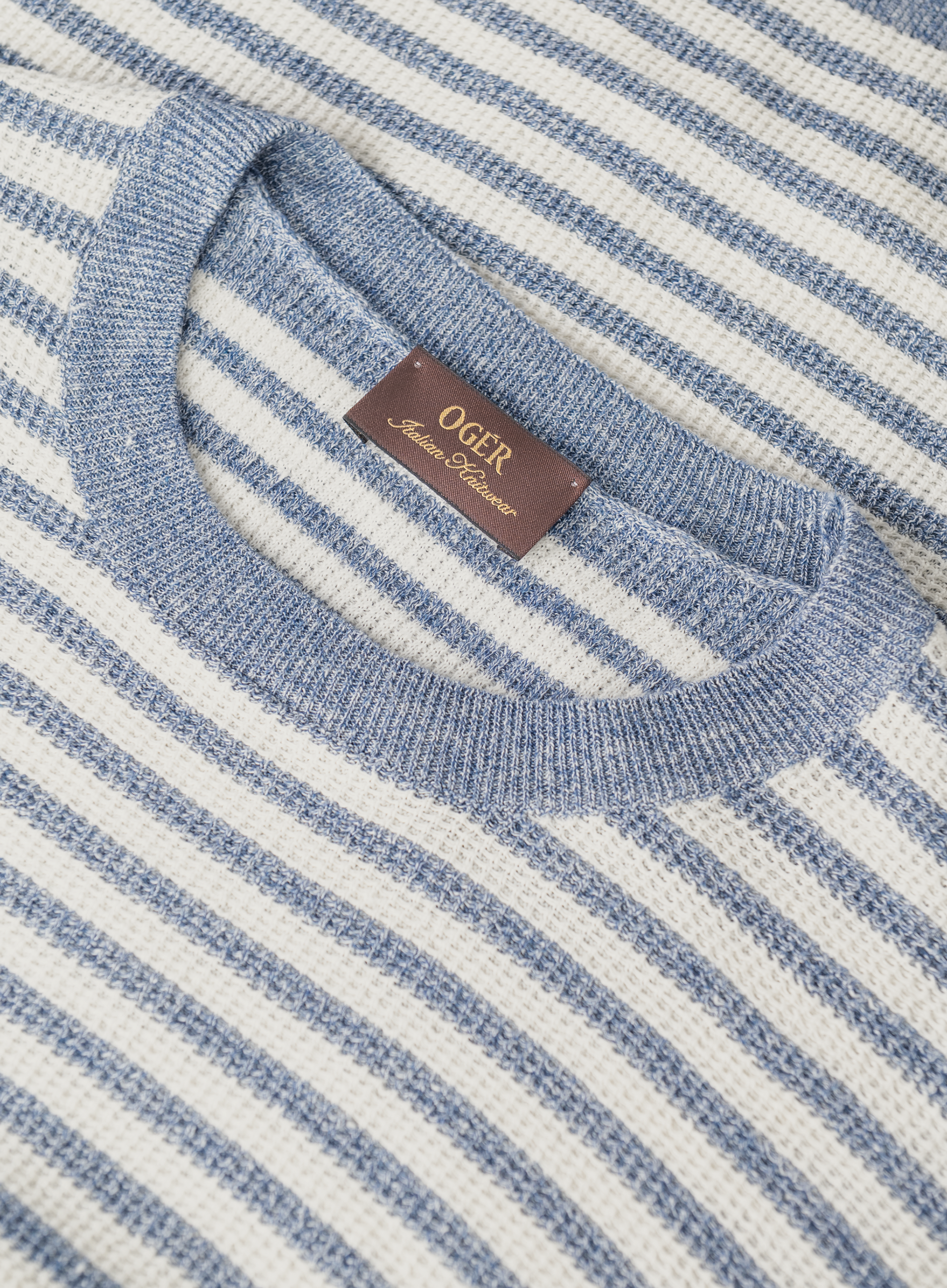 Gestreept t-shirt van linnen en katoen | FULL_WIDTH | L.Blauw