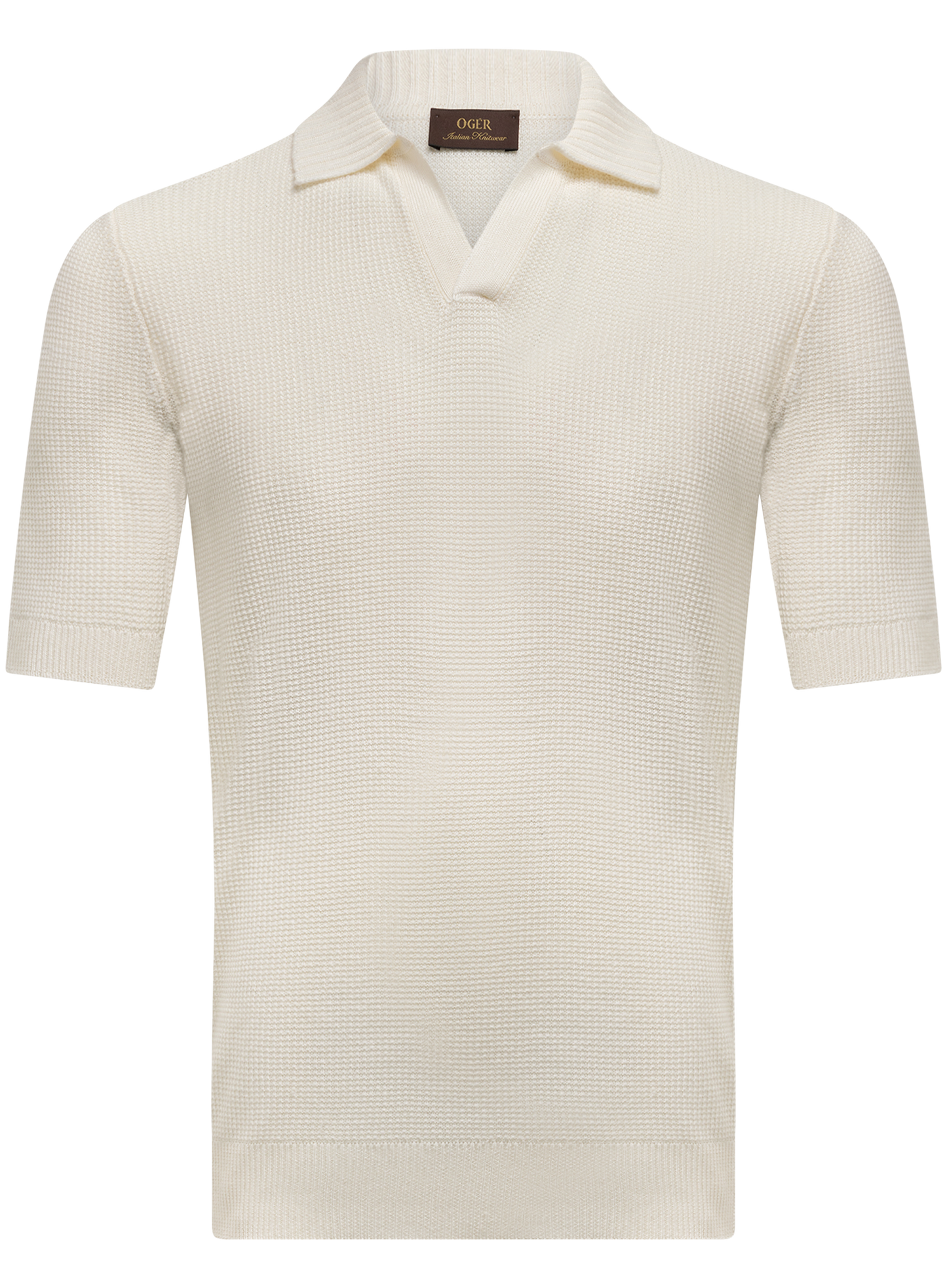 Buttonless polo van linnen en katoen | ROOM-WIT