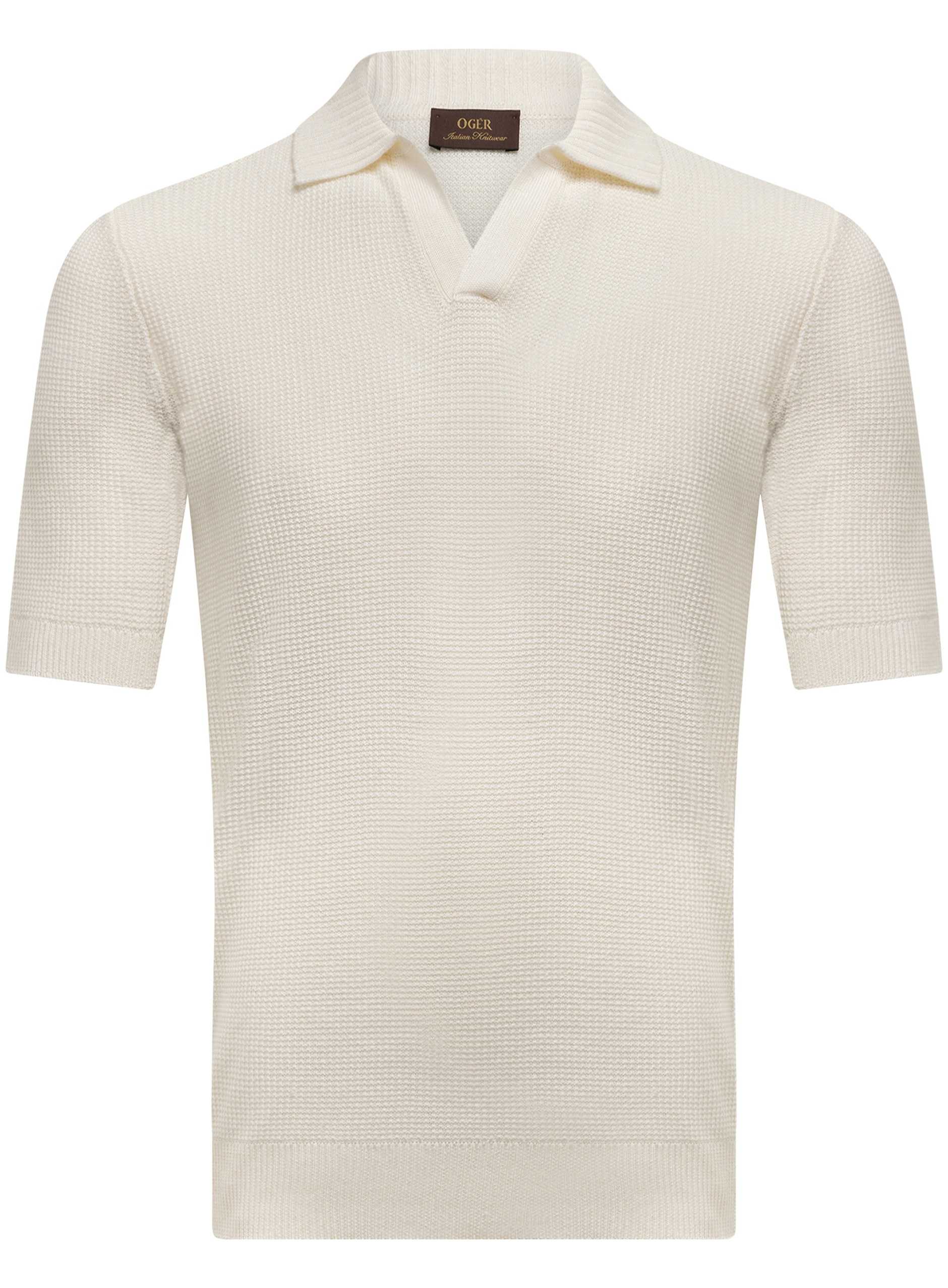 Buttonless polo van linnen en katoen | ROOM-WIT