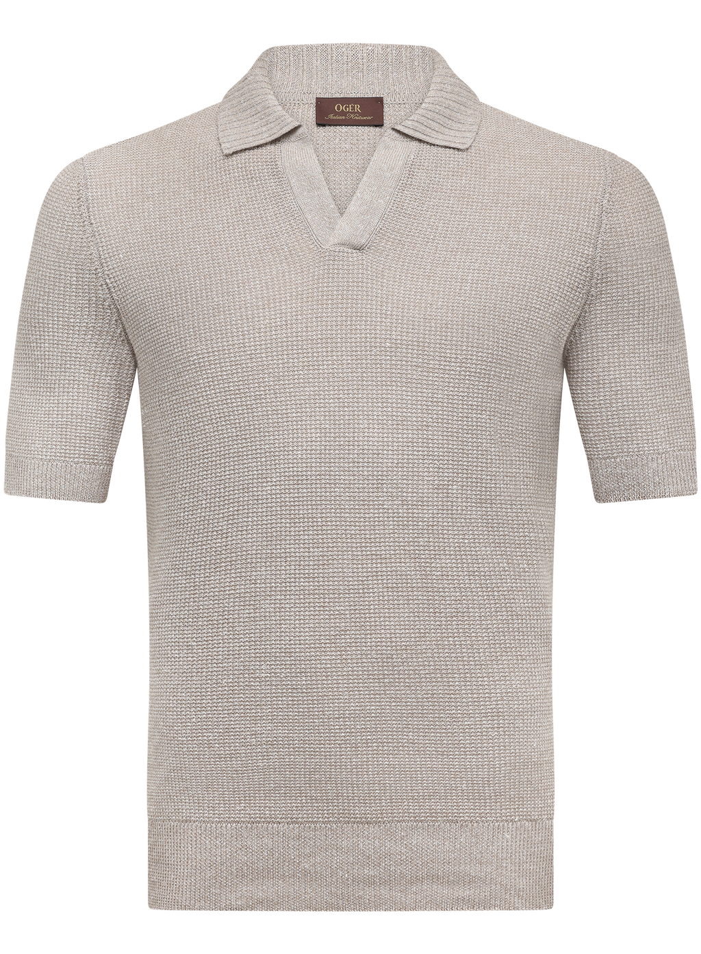 Buttonless polo van linnen en katoen | Beige